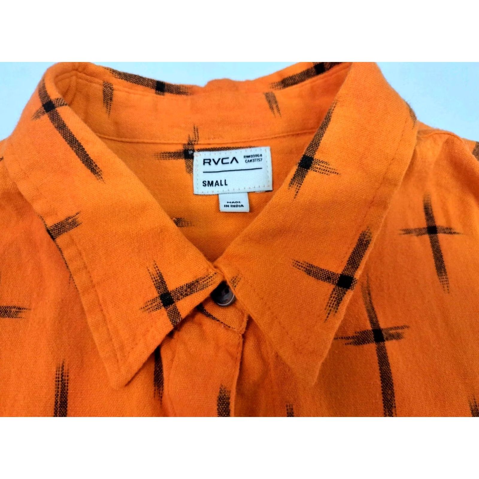 RVCA RVCA Women's Long Sleeve Button Up Woven Shirt Orange/Black Cross Size S Size S / US 4 / IT 40 - 3 Thumbnail