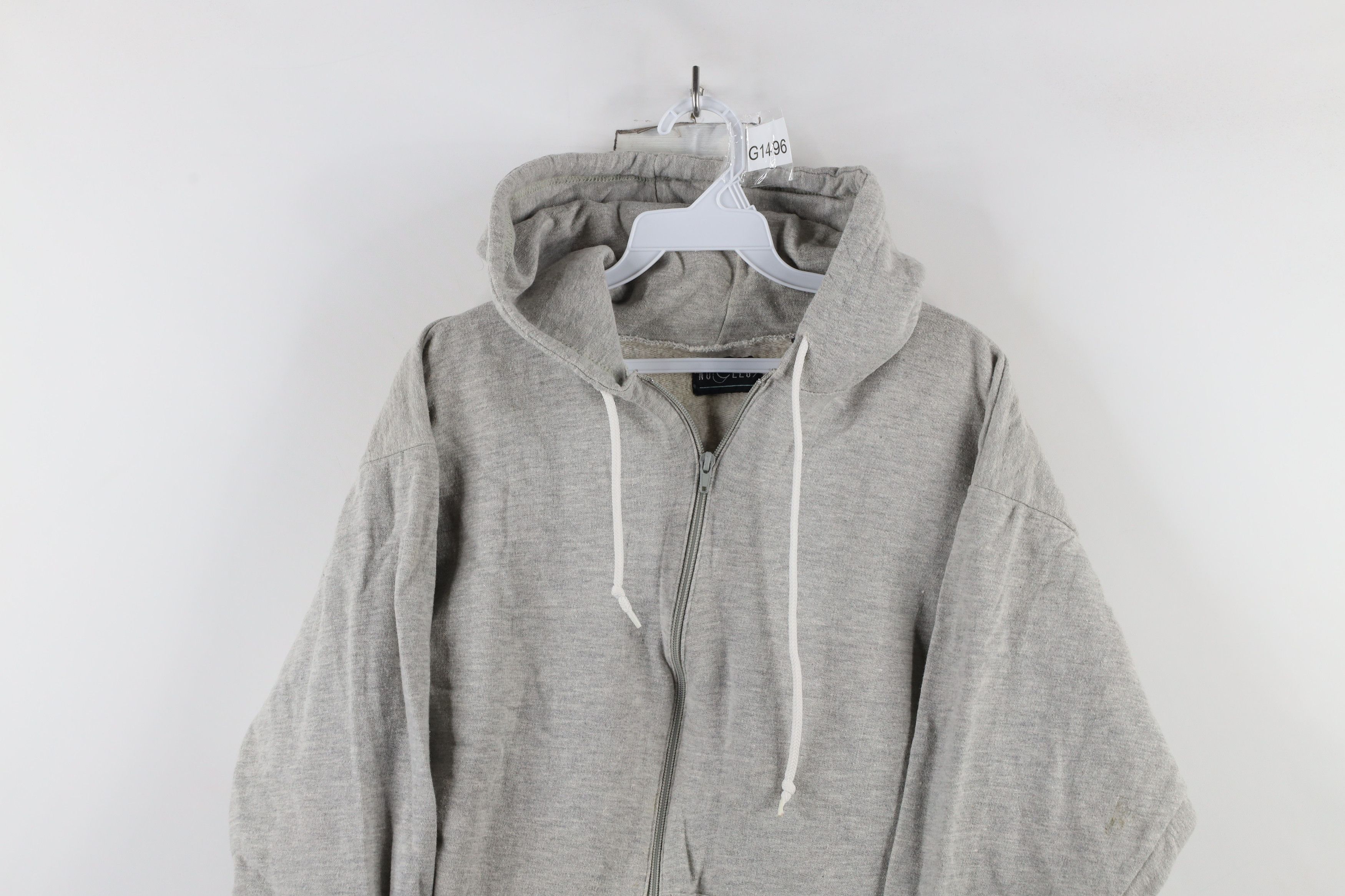 Vintage Vintage 90s Streetwear Blank Full Zip Hoodie Heather Gray Size L / US 10 / IT 46 - 2 Thumbnail