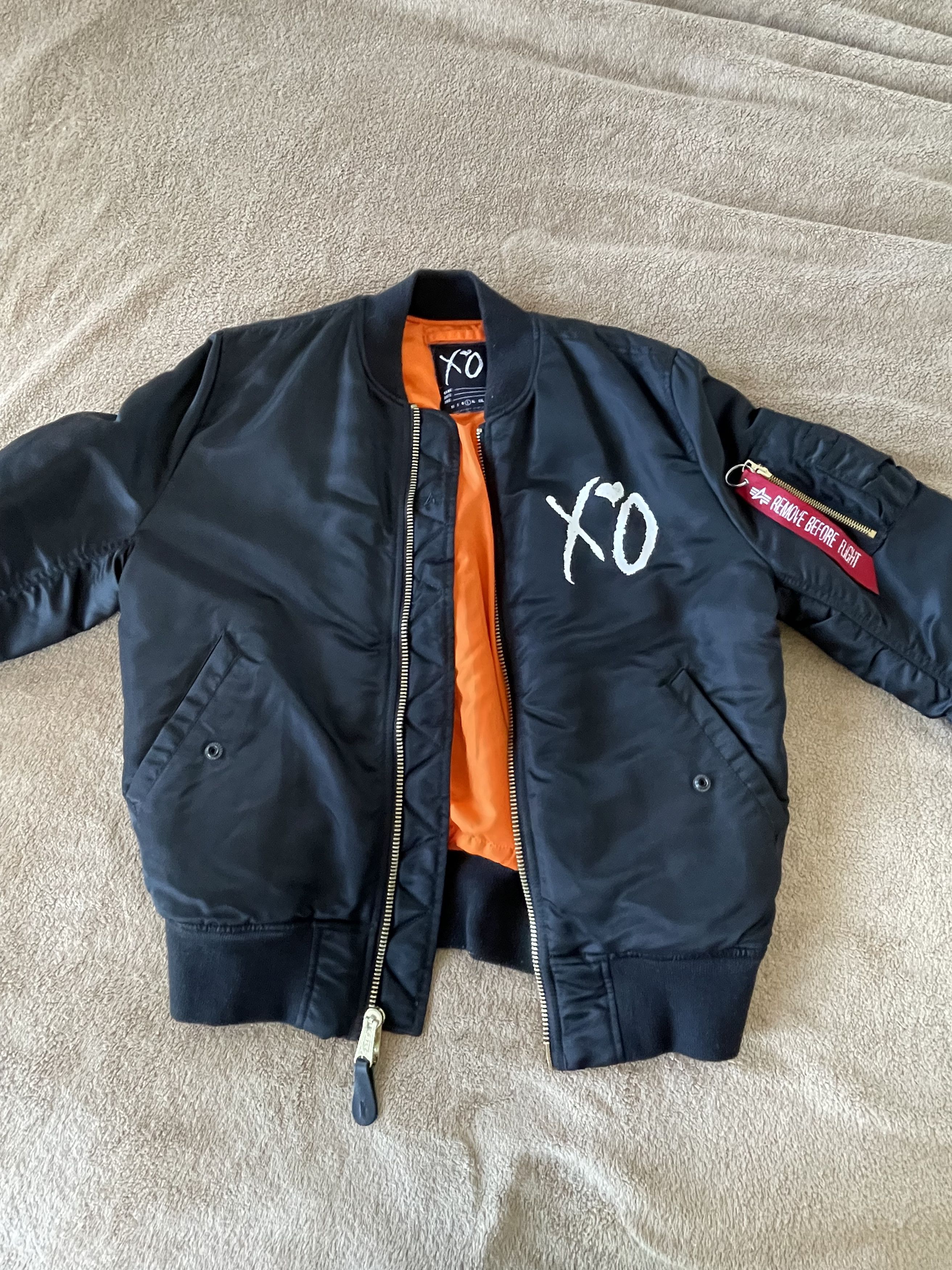 image of Alpha Industries Xo Starboy Bomber Jacket in Black, Men's (Size Large)