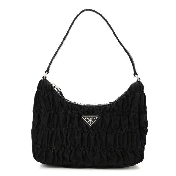 PRADA Tessuto Nylon Gaufre Shoulder Bag Black