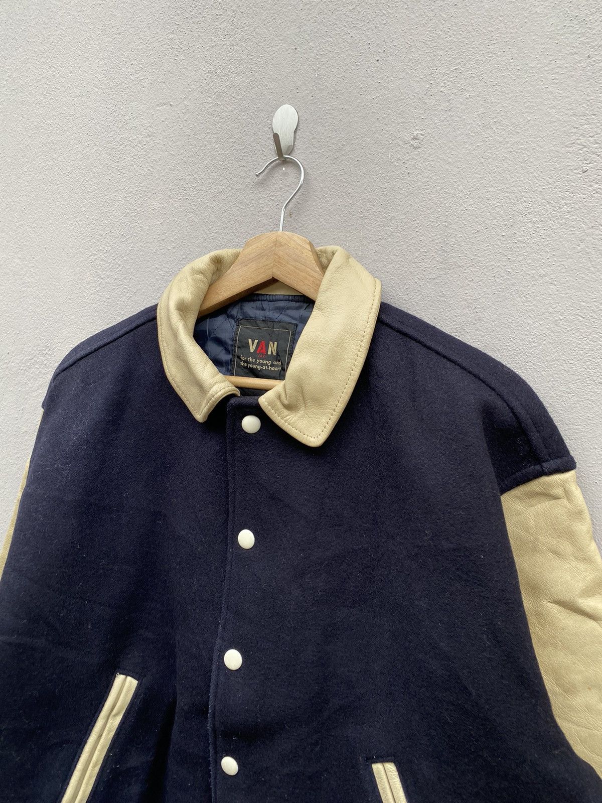 Japanese Brand 💥RARE💥 Vintage VAN JAC Varsity Leather Jacket Size US M / EU 48-50 / 2 - 6 Thumbnail