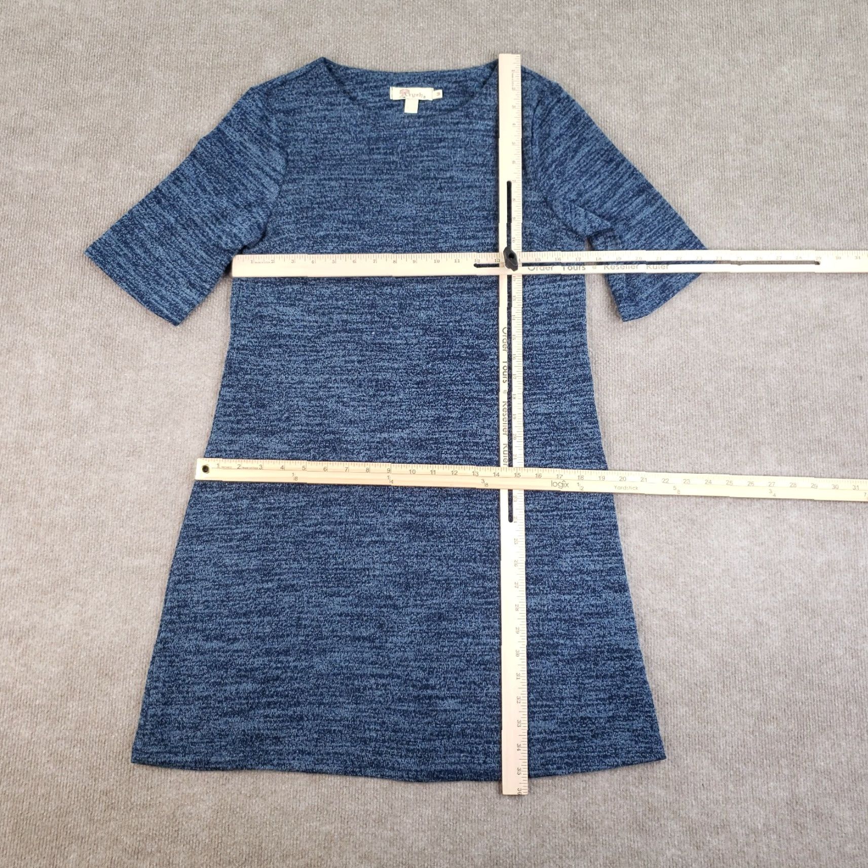 Vintage Aryeh Sweater Dress Womens Medium Blue Shift 1/2 Sleeve Stretch Casual Knit Size M / US 6-8 / IT 42-44 - 2 Thumbnail