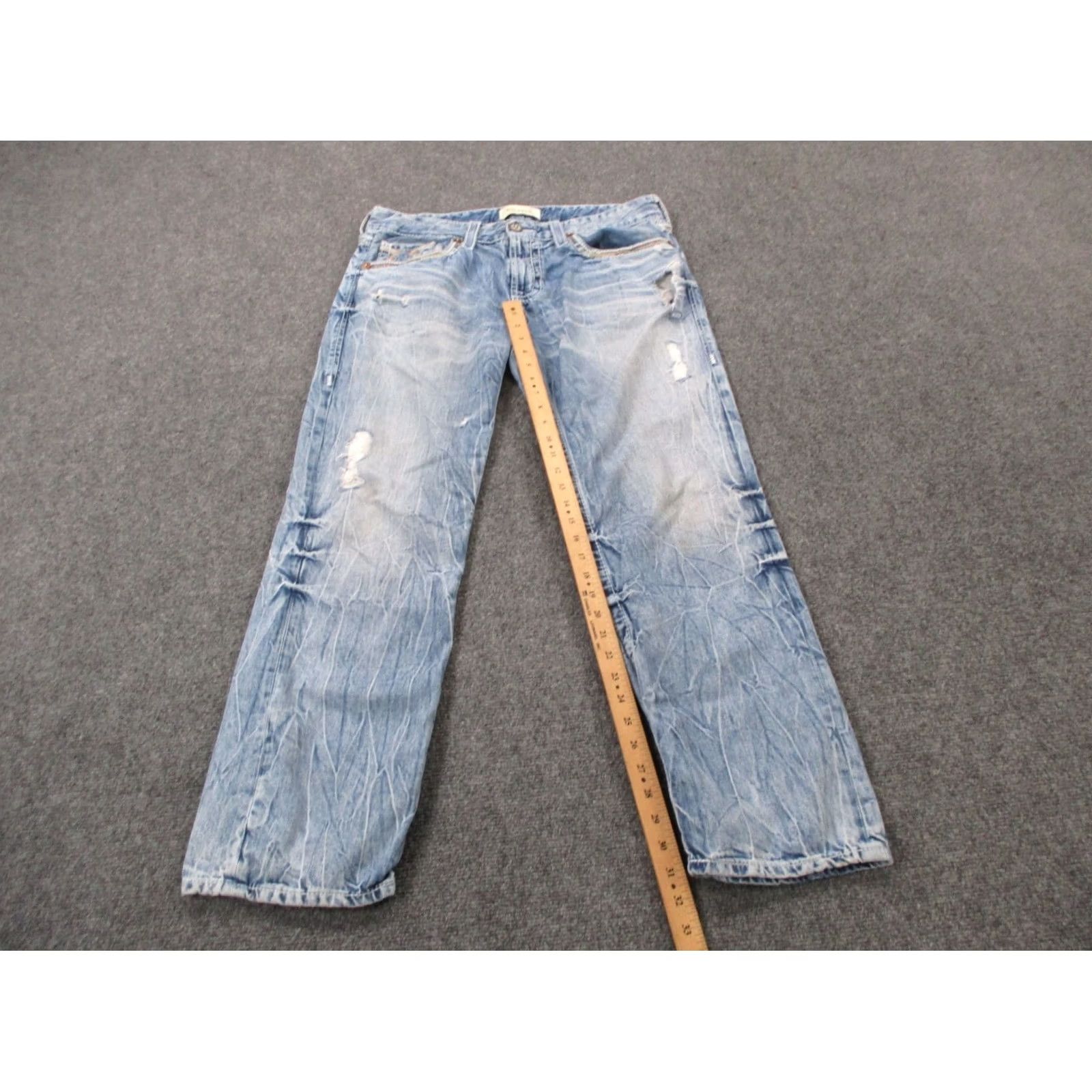 Vintage BIG STAR Jeans Mens 36 Straight Distressed Blue Denim 31in Inseam Casual Buckle Previous Tag Buckle Size US 36 / EU 52 - 3 Thumbnail