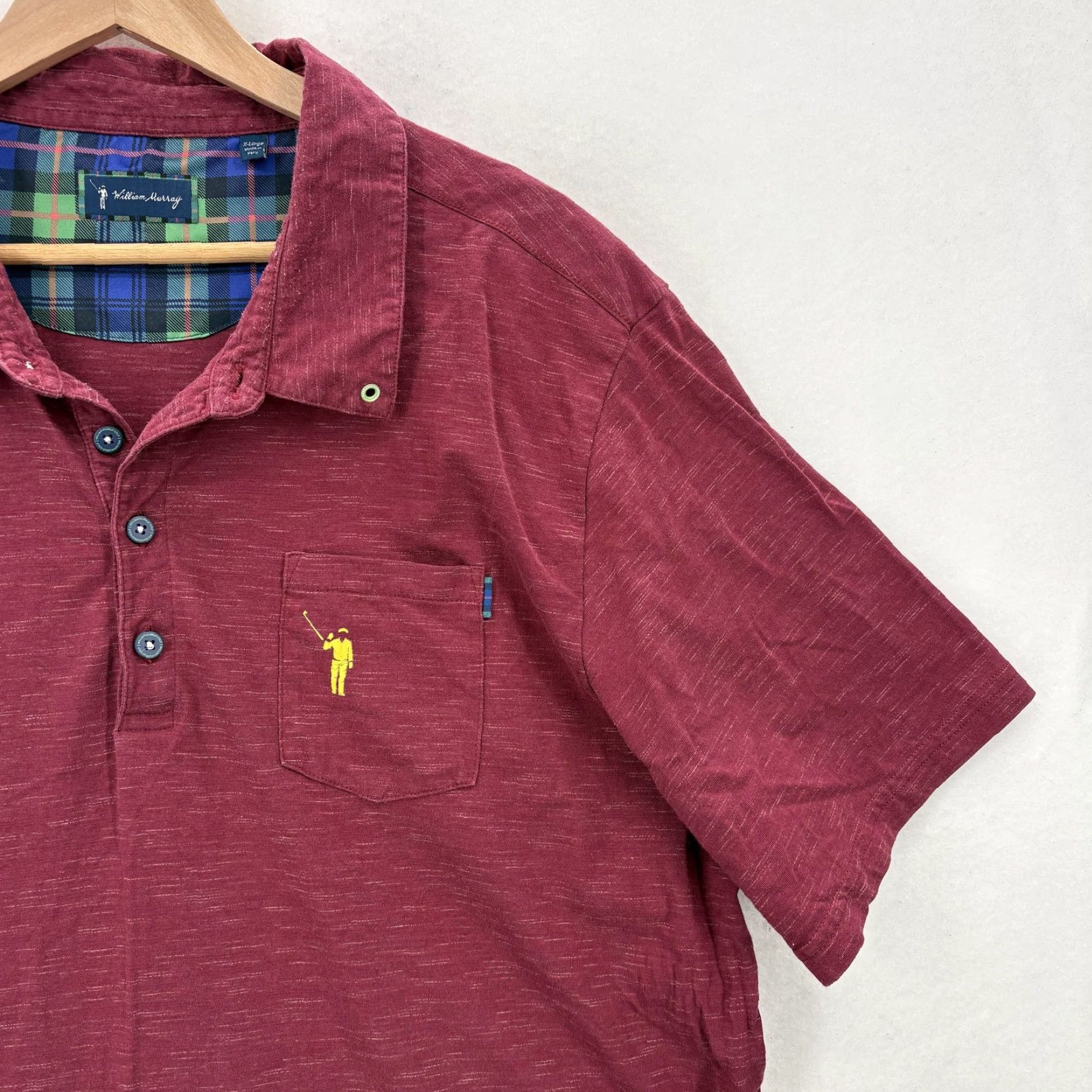 Vintage VINTAGE William Murray Shirt Mens XL Red Slub Pocket Polo Golf Short Sleeve Casual Camp Size US XL / EU 56 / 4 - 2 Thumbnail