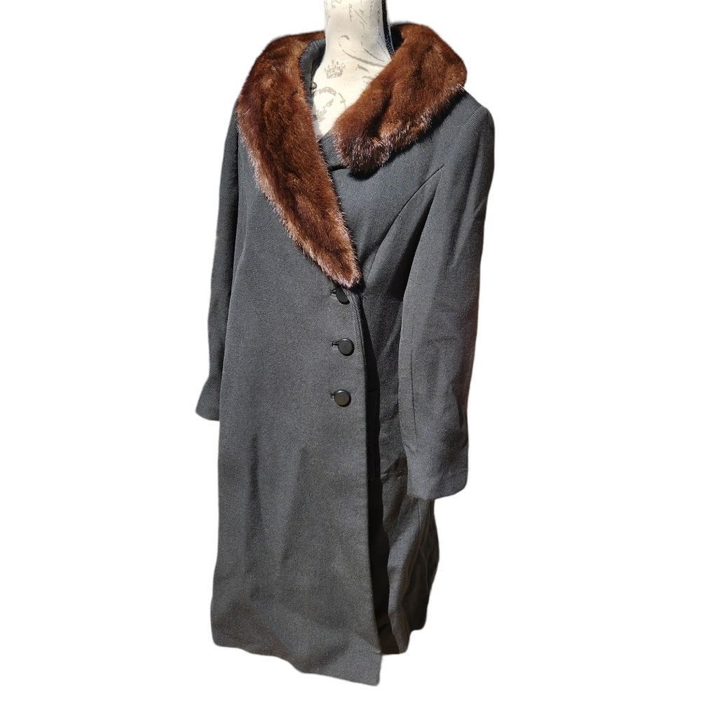 Other M. Solomon Vintage Fur Collar Black Coat Women's Size Medium Size M / US 6-8 / IT 42-44 - 3 Thumbnail