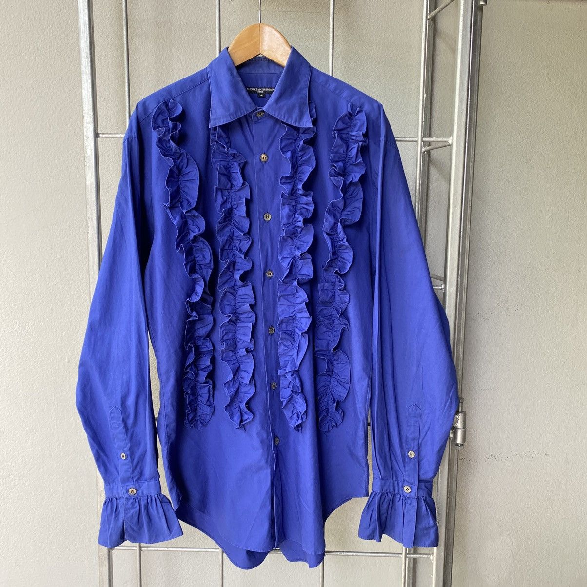Masaki Matsushima MASAKI MATSUSHIMA Cobalt Ruffle Front Blouse Size US M / EU 48-50 / 2 - 14 Thumbnail