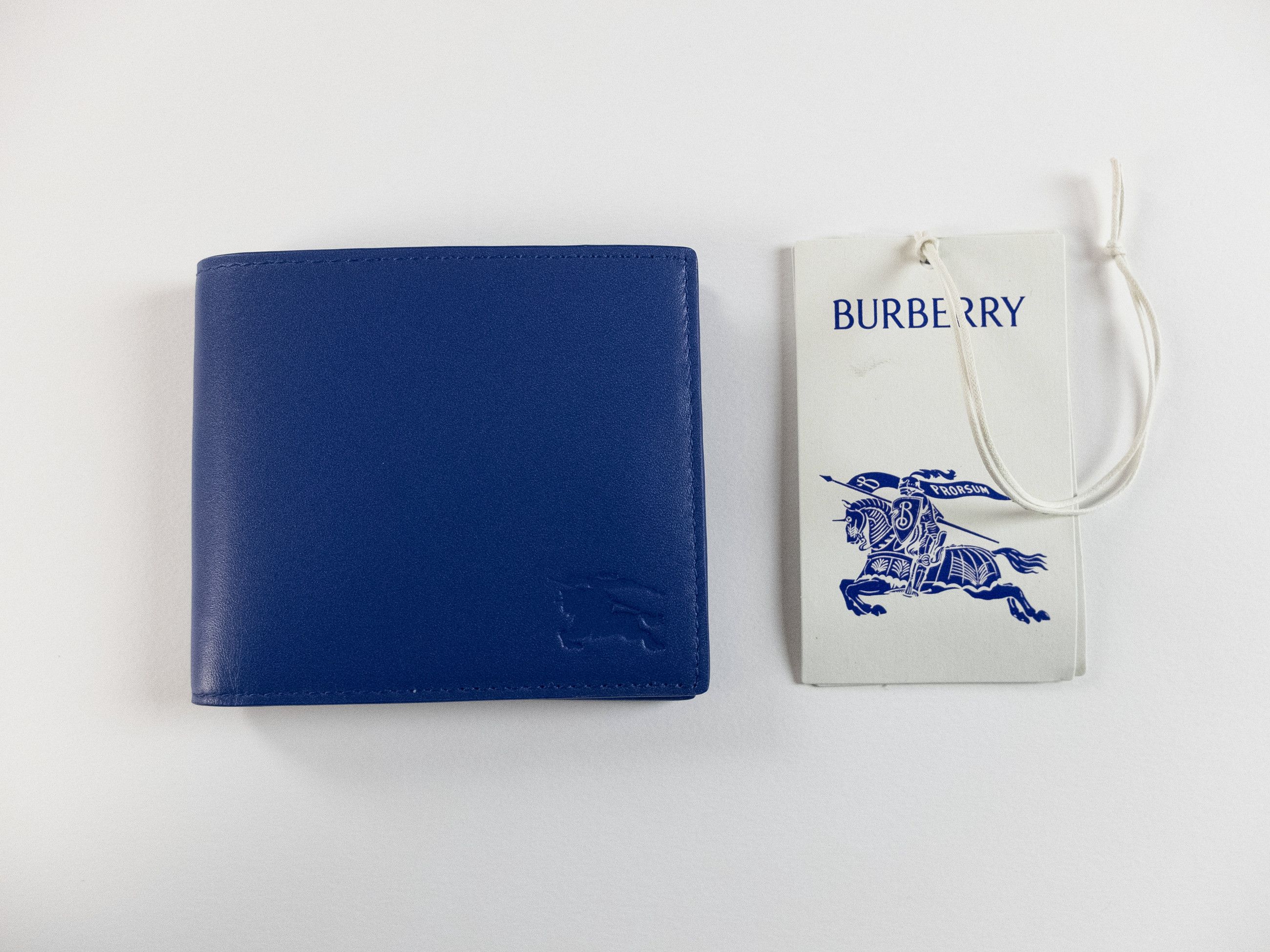 Burberry BURBERRY blue equestrian knight logo bifold leather wallet Size ONE SIZE - 4 Thumbnail