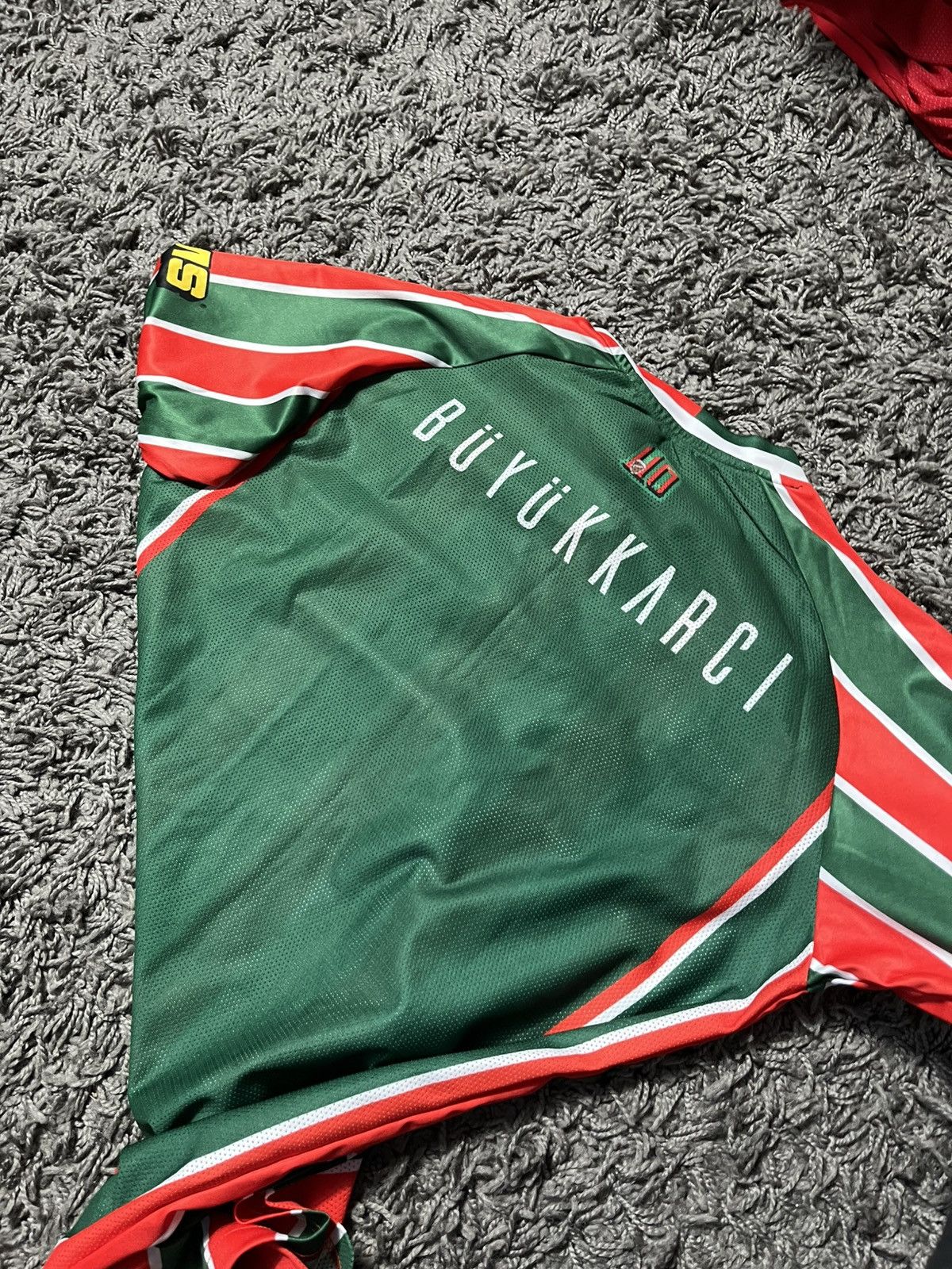 Other JOXLY KARSIYAKA SK 2022/23 HOME JERSEY GREEN RED STRIPE Size US L / EU 52-54 / 3 - 6 Thumbnail