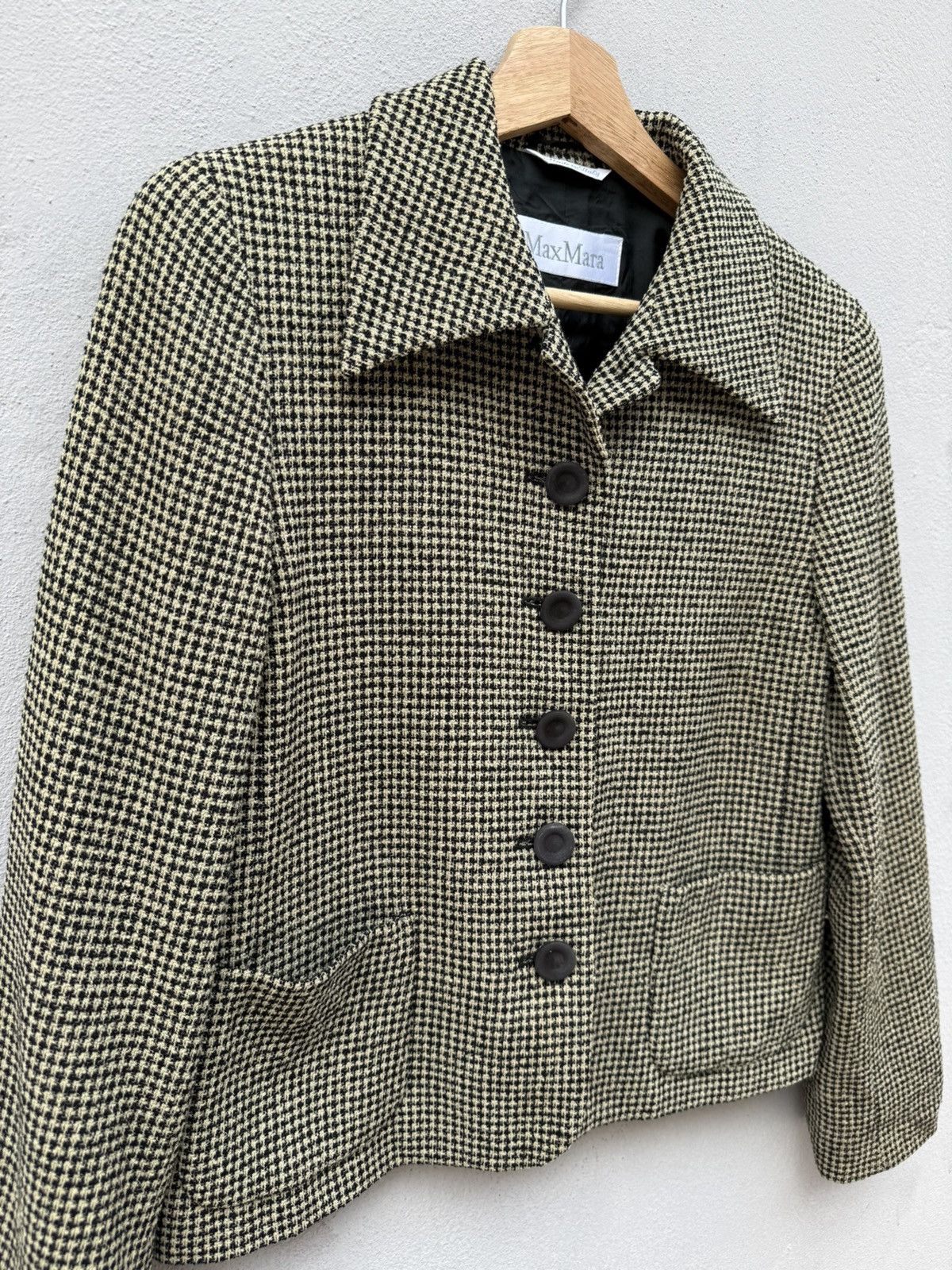 Max Mara MAX MARA Houndstooth Virgin Wool Tweed Crop Jacket Size S / US 4 / IT 40 - 4 Thumbnail