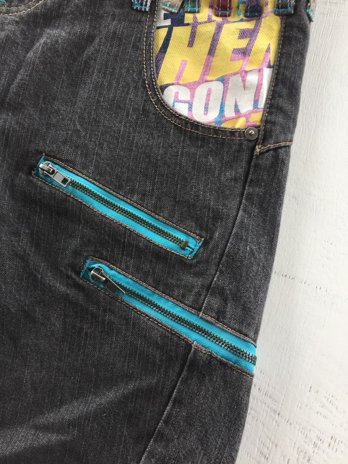 PPFM Double Waist antfui punk style black denim Size US 30 / EU 46 - 6 Thumbnail