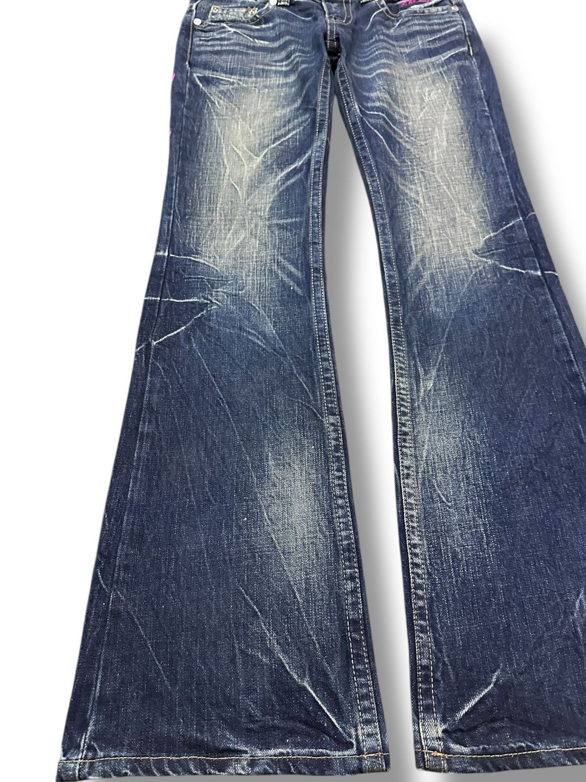 POST ARCHIVE FACTION (PAF) Vintage Raspberry Flare Bootcut Embroidery Skulls Punk Denim Size US 30 / EU 46 - 4 Thumbnail