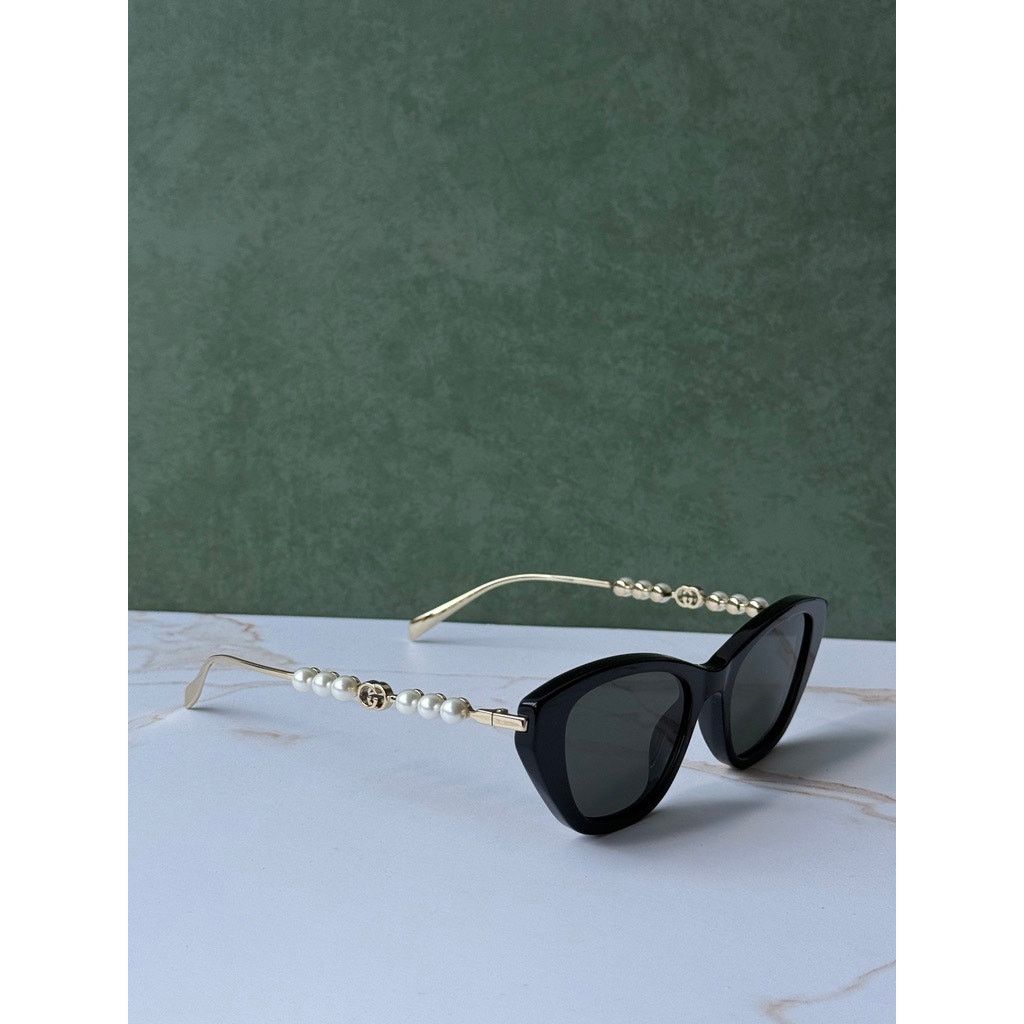 Gucci NEW Gucci GG1968S Black CryPearltal Cat Eye Sunglasses $665 Size ONE SIZE - 3 Thumbnail