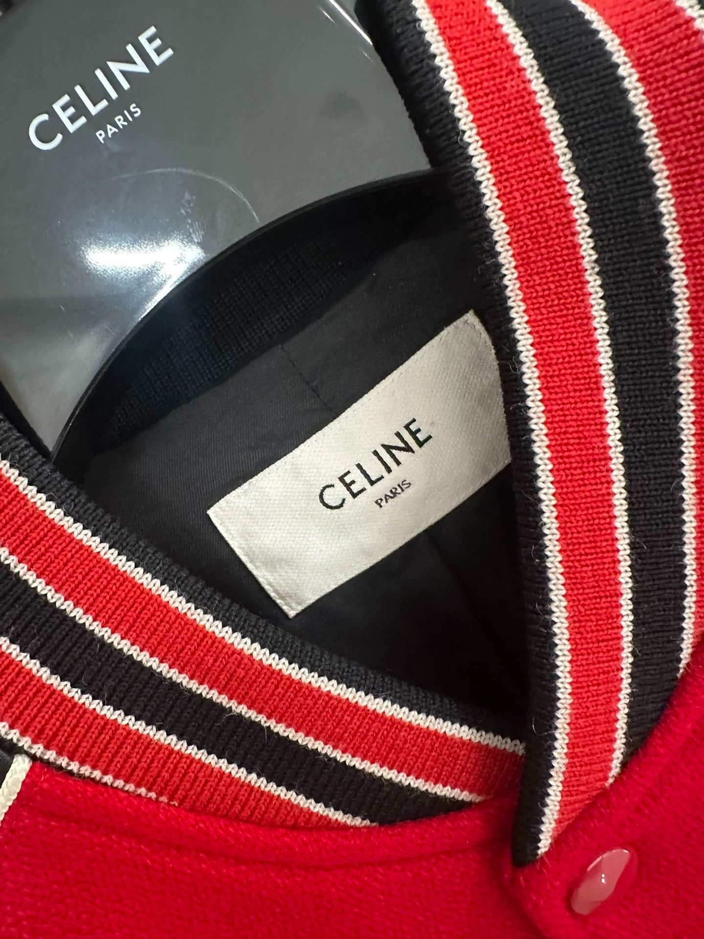 Celine Celine Wool Lambskin Red Leather C Embroidered Baseball Jkt Size US M / EU 48-50 / 2 - 2 Thumbnail