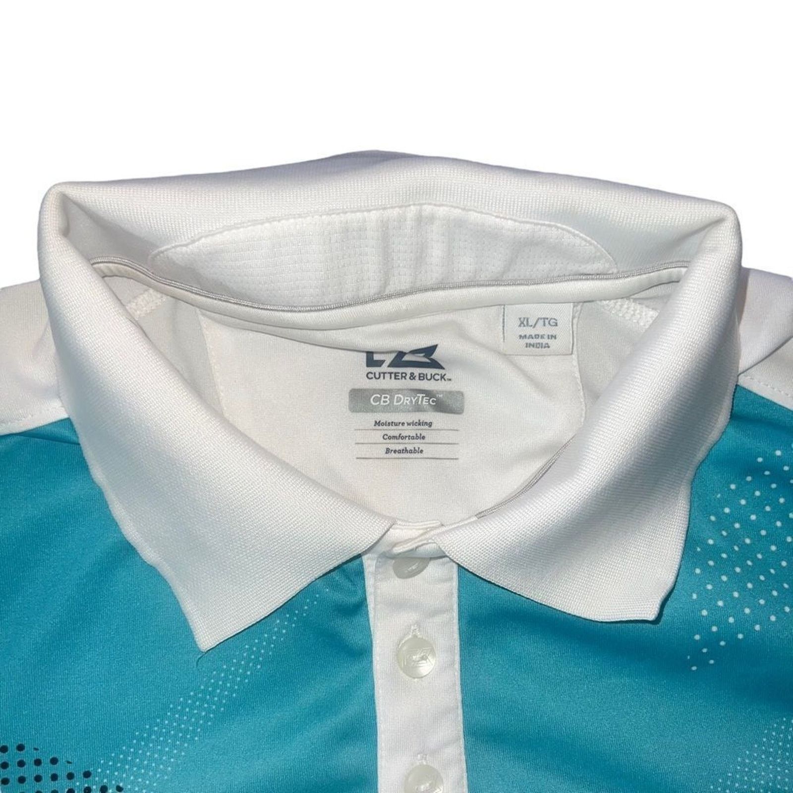 Cutter & Buck Cutter & Buck Men's Golf Polo Shirt XL White Aqua Abstract Size US XL / EU 56 / 4 - 4 Thumbnail