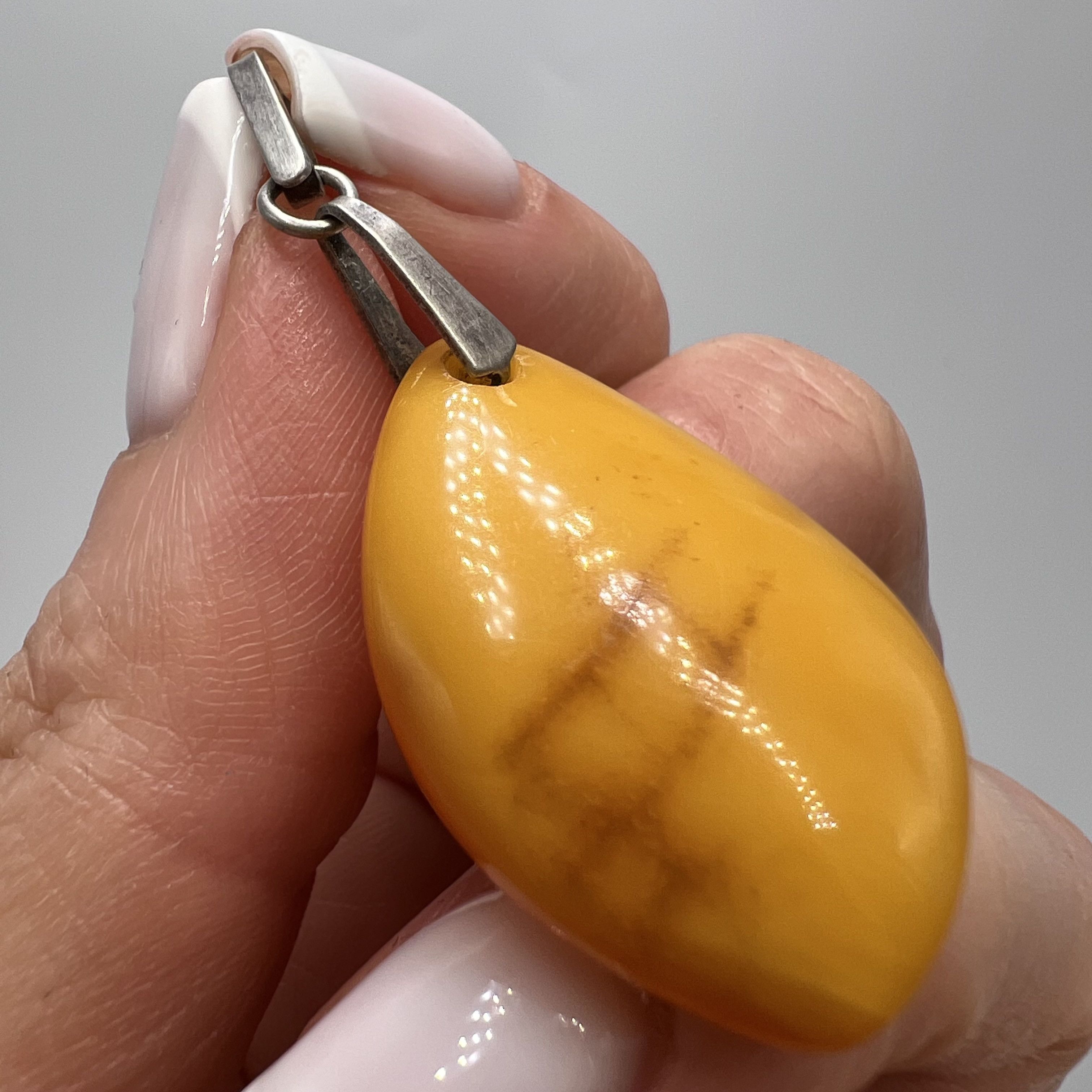 Vintage Vintage USSR Pendant Silver 875 Natural Amber 2.62gr Size ONE SIZE - 7 Thumbnail