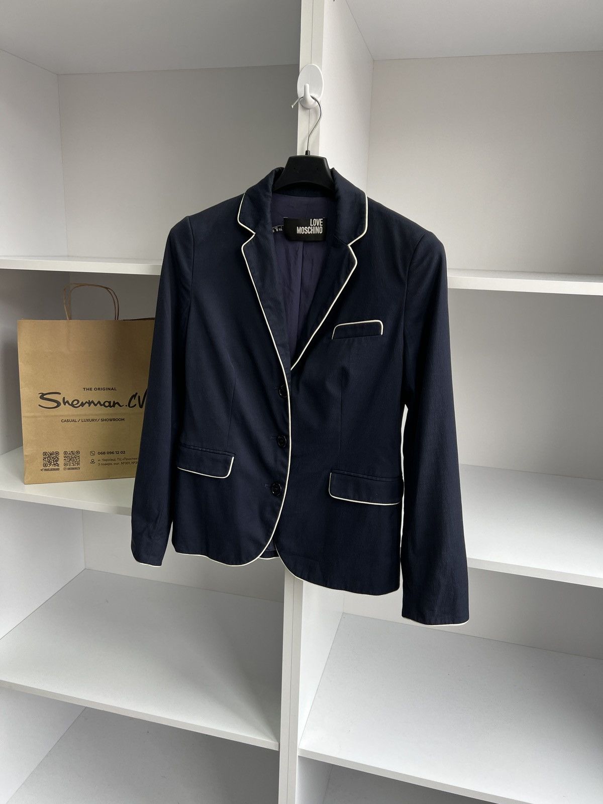Designer × Moschino × Vintage Vintage Love Moschino Navy Women’s Blazer Size M / US 6-8 / IT 42-44 - 4 Thumbnail