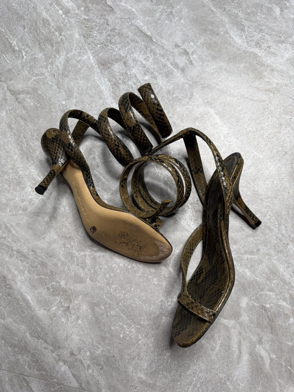Bottega Veneta Bottega Python Printed Calf Leather Spiral Sandals Size US 6 / IT 36 - 3 Thumbnail