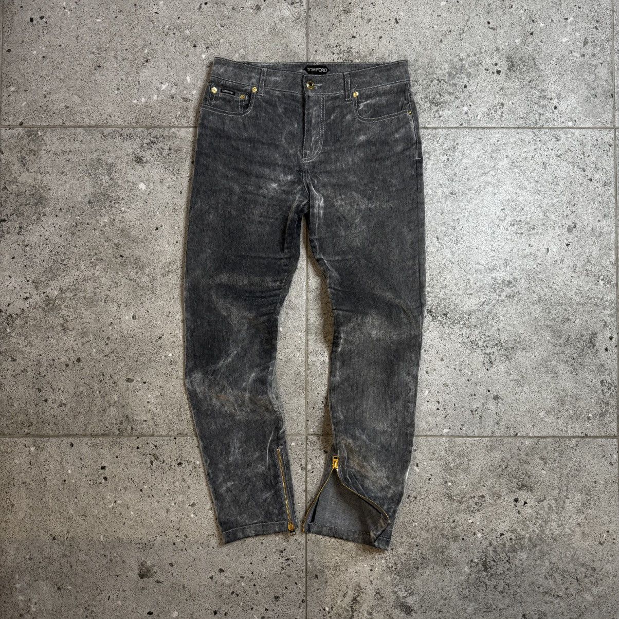 Tom Ford Tom Ford Women's Zipped Velour Gray Jeans Pants Size 28" / US 6 / IT 42 - 1 Thumbnail