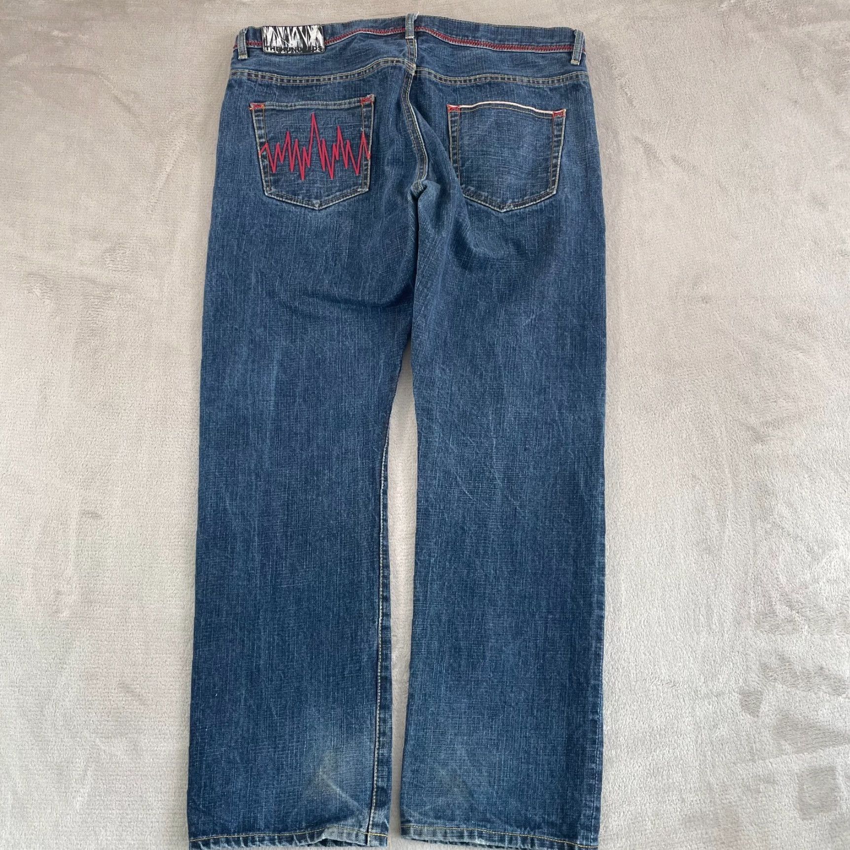 The Hundreds VINTAGE The Hundreds Jeans Men 40x32 Blue Embroidered Pocket Grunge Selvedge Denim Straight 40 32 Distressed Slimming Pockets Size US 40 / EU 56 - 7 Thumbnail