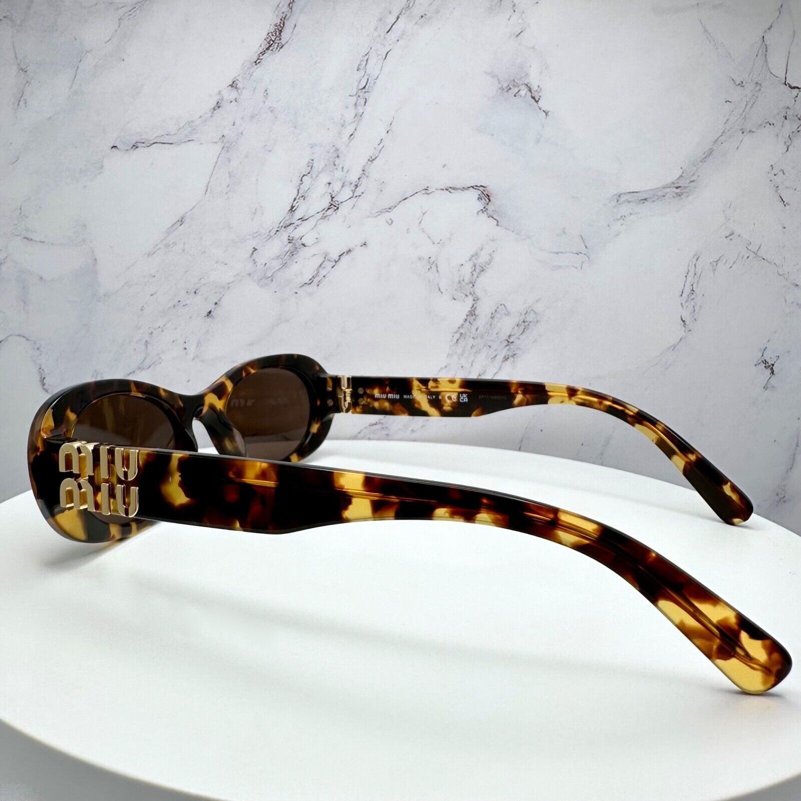 Miu Miu NEW MIU MIU Sunglasses Brown Oval Gold Size ONE SIZE - 19 Thumbnail