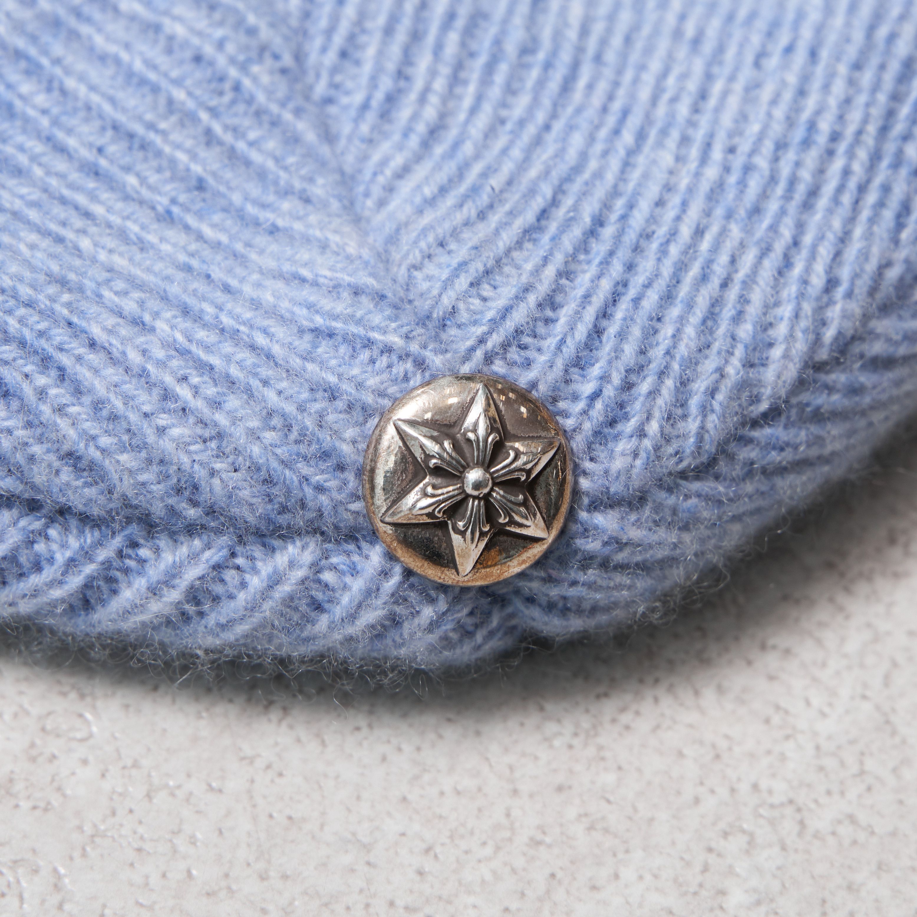 Chrome Hearts CHROME HEARTS Big Daddy Cashmere Beanie LIGHT BLUE/WHITE Size ONE SIZE - 3 Thumbnail
