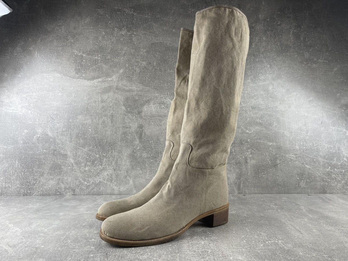 Prada Prada Vintage Tall Canvas / Leather Boots Beige EU 39 Size US 9 / IT 39 - 1 Thumbnail