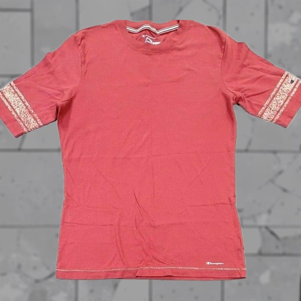 Champion Champion Shirt Women L Colorblock Slub Crew Neck Short Sleeve Jersey T-Shirt Red Size 36" / US 14 / IT 50 - 1 Thumbnail