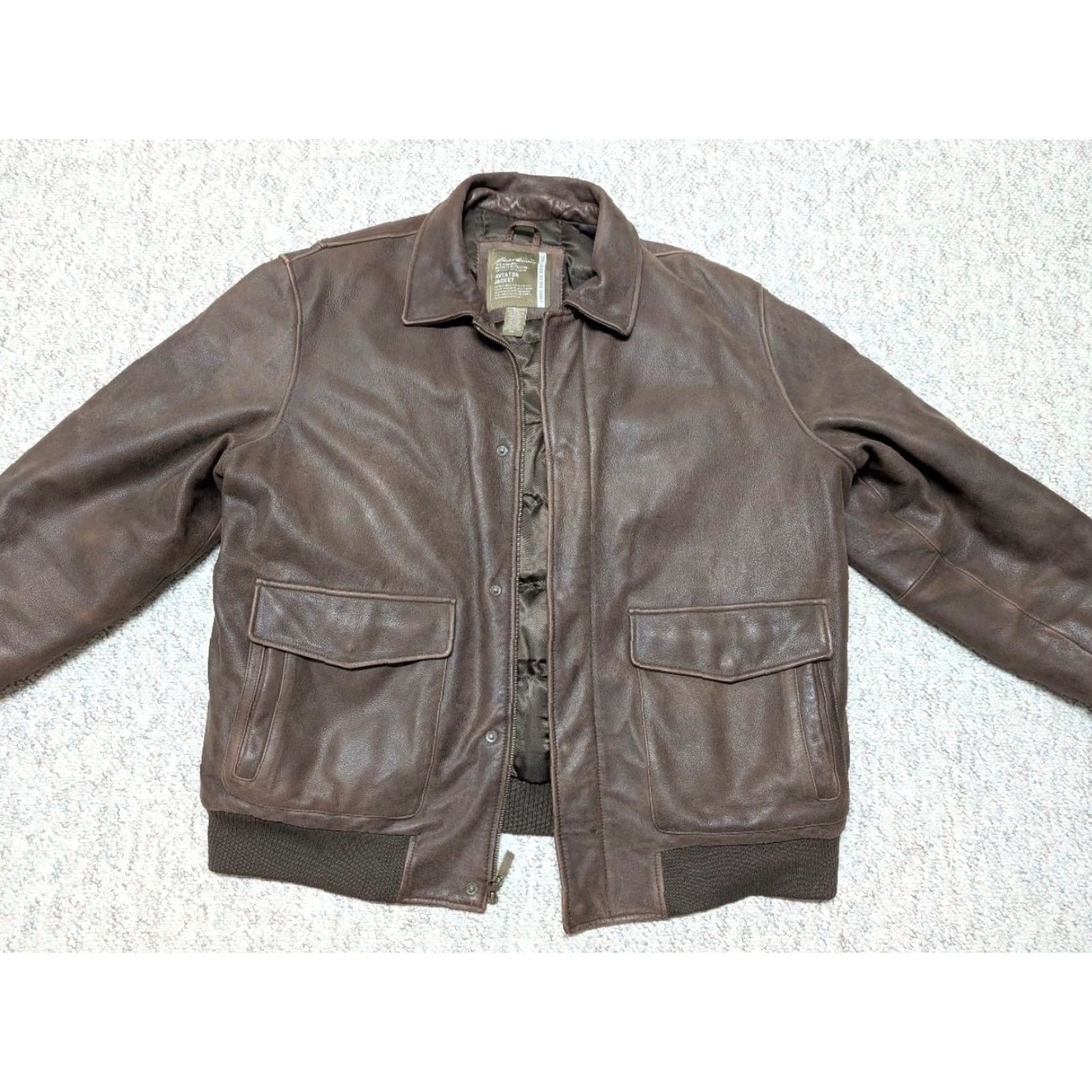 Eddie Bauer VINTAGE Eddie Bauer bomber jacket 2XL Goose Down Leather Bomber Mens Tall/Long Loose/Relaxed Brown 52-54 Aviator Heritage 90s Aviation Size US XXL / EU 58 / 5 - 7 Thumbnail