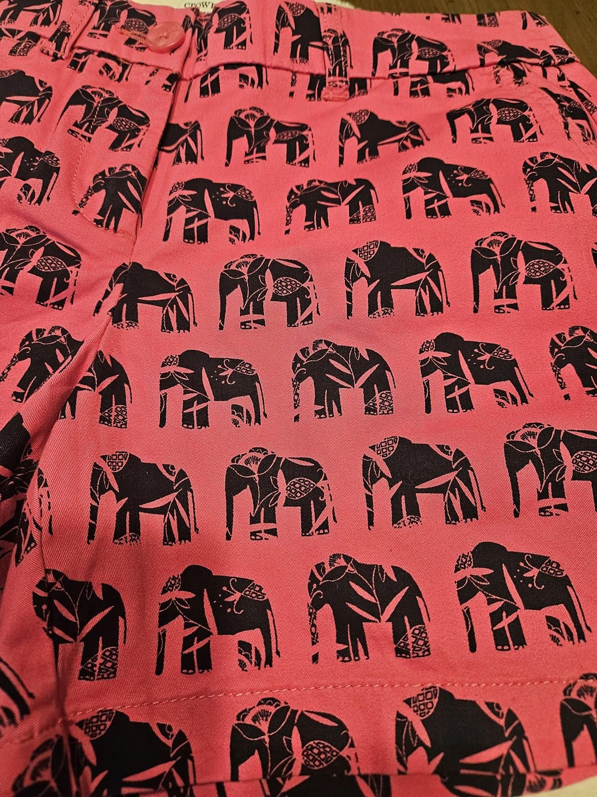Designer Crown & Ivy Size 6 Vibrant Pink Elephant Print Shorts Size 28" / US 6 / IT 42 - 4 Thumbnail