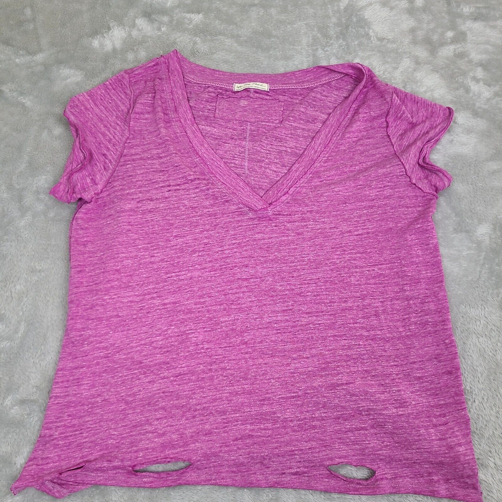 Free People We the Free Sundance Slouchy T-Shirt Azalea Pink Distressed Size M / US 6-8 / IT 42-44 - 1 Thumbnail
