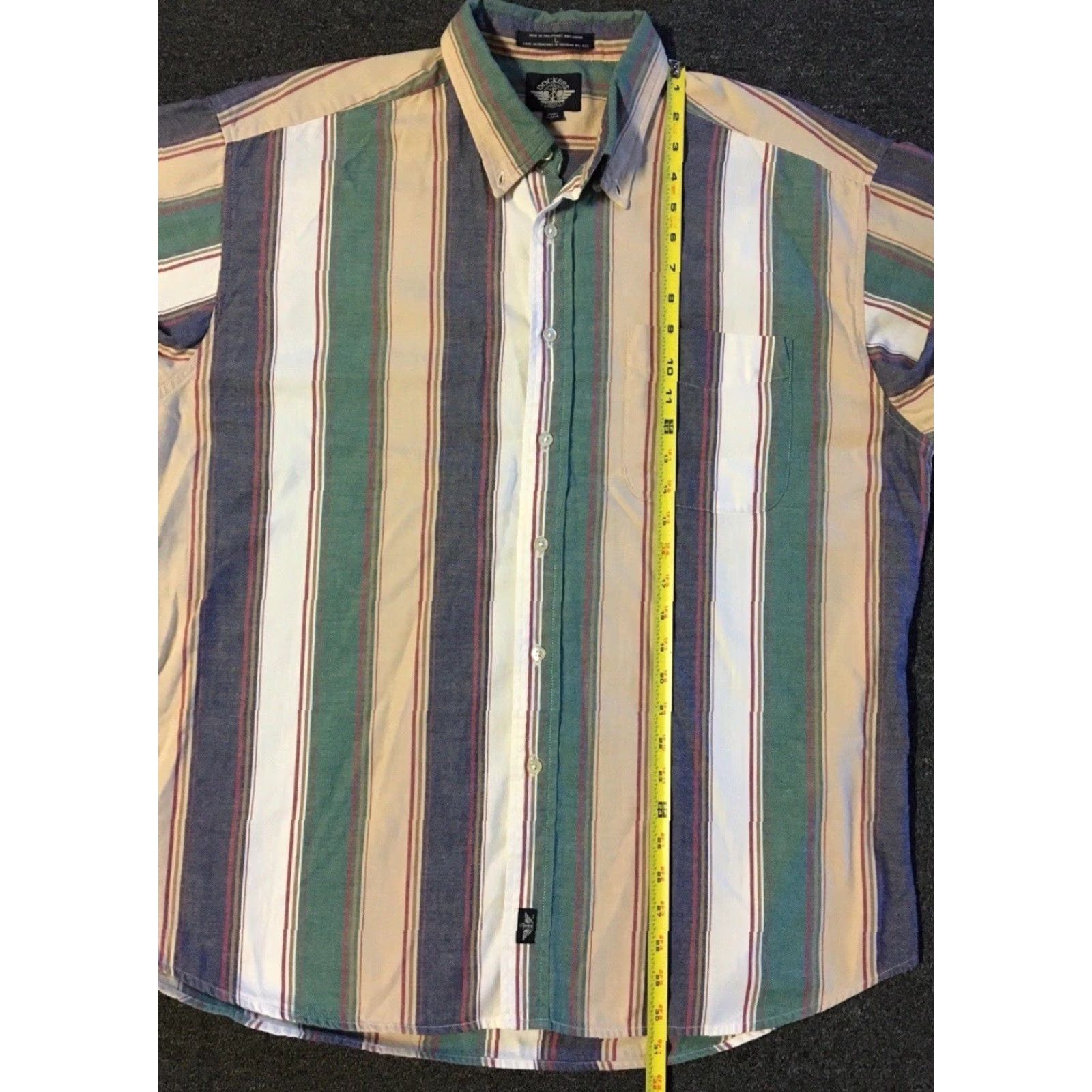 Gotcha VINTAGE 90s Striped Faded Button-Up Shirt L Beige Short Sleeve Col l AOP Surf Skate Grunge Vaporwave All Over Print Mens Size US L / EU 52-54 / 3 - 6 Thumbnail