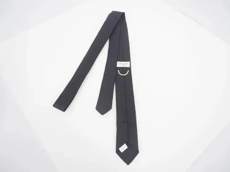 Saint Laurent Paris Saint Laurent Paris Skinny Woven Silk Tie Size ONE SIZE - 1 Thumbnail