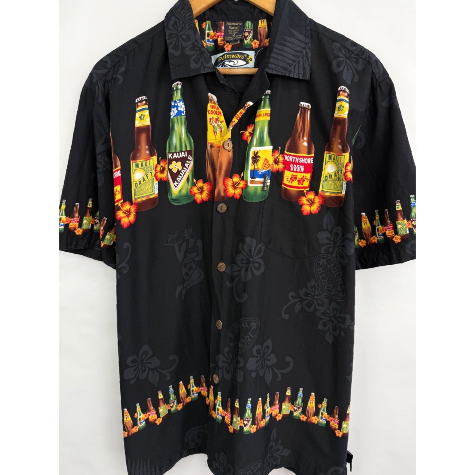 Vintage VINTAGE Palmwave Beer shirt 90s T-Shirt Mens M/L Black 58 cm 77 cm Super Rare Pulsed Vintage Palwave 90s Theme Handcrafted Buttons Size US L / EU 52-54 / 3 - 4 Thumbnail