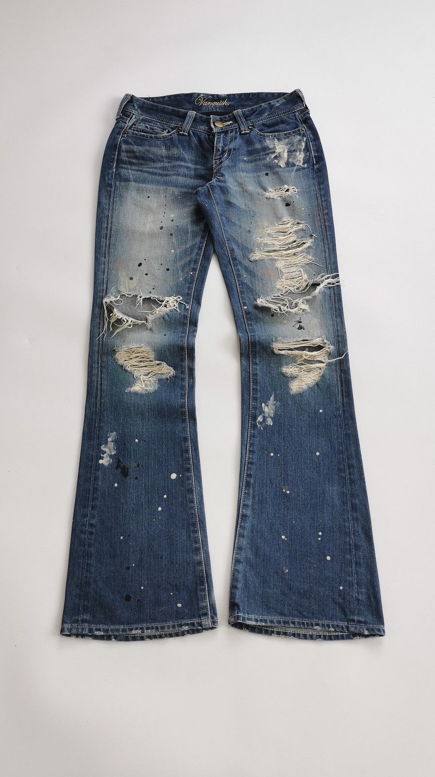 Fragment Design × Vanquish Bootcut Thrashed Vanquish Gold Denim Jeans Size US 29 - 2 Thumbnail