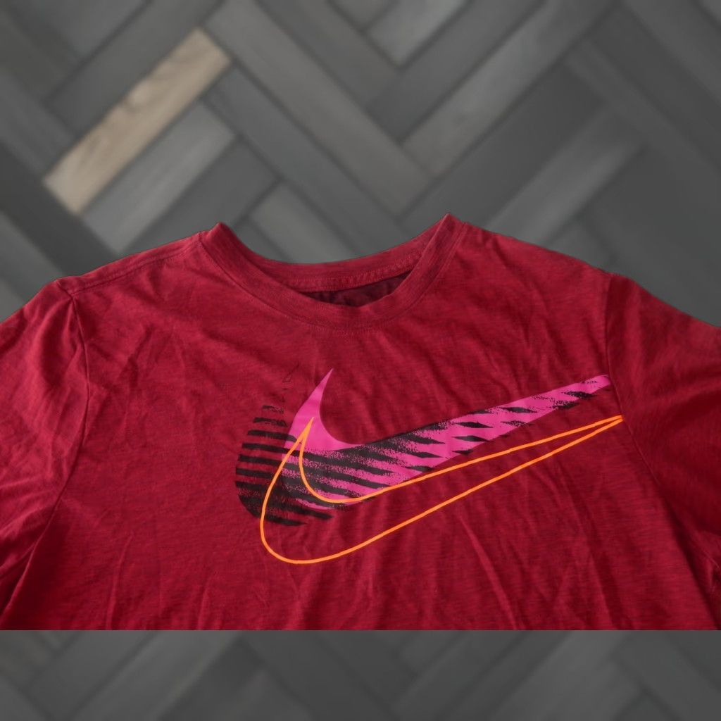 Nike Nike Men T-Shirt L Short Sleeve Graphic Print Pink Polyester Size US L / EU 52-54 / 3 - 1 Thumbnail
