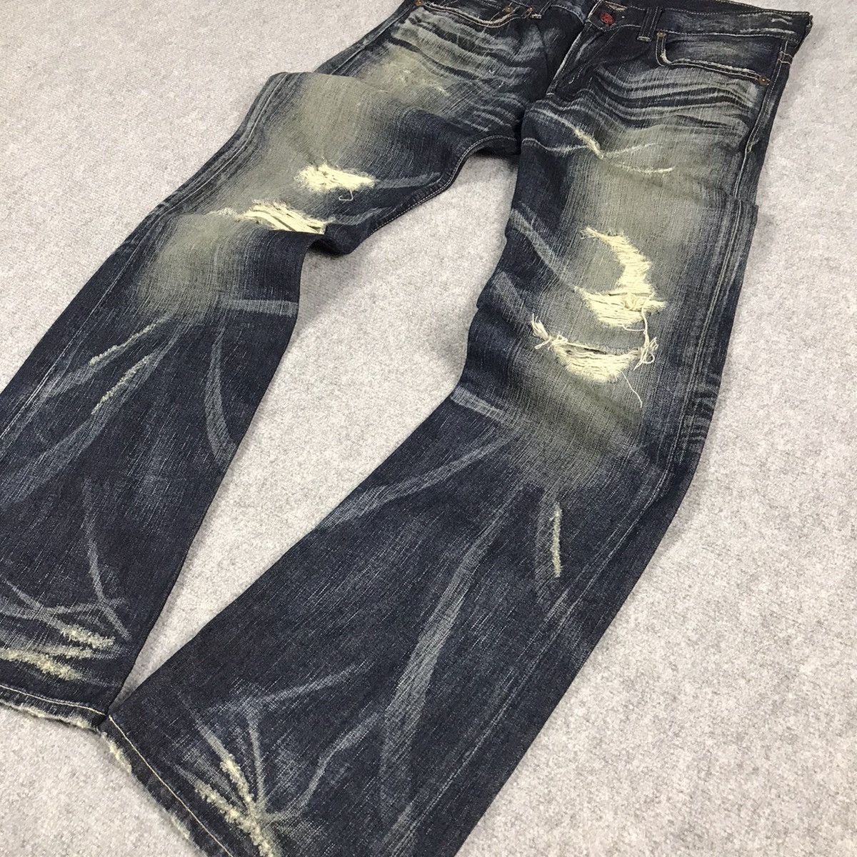 14th Addiction × If Six Was Nine × Le Grande Bleu (L.G.B.) FLARED JAPAN STYLE DISTRESSED BOOT CUT EDWIN DENIM PANTS Size US 34 / EU 50 - 4 Thumbnail