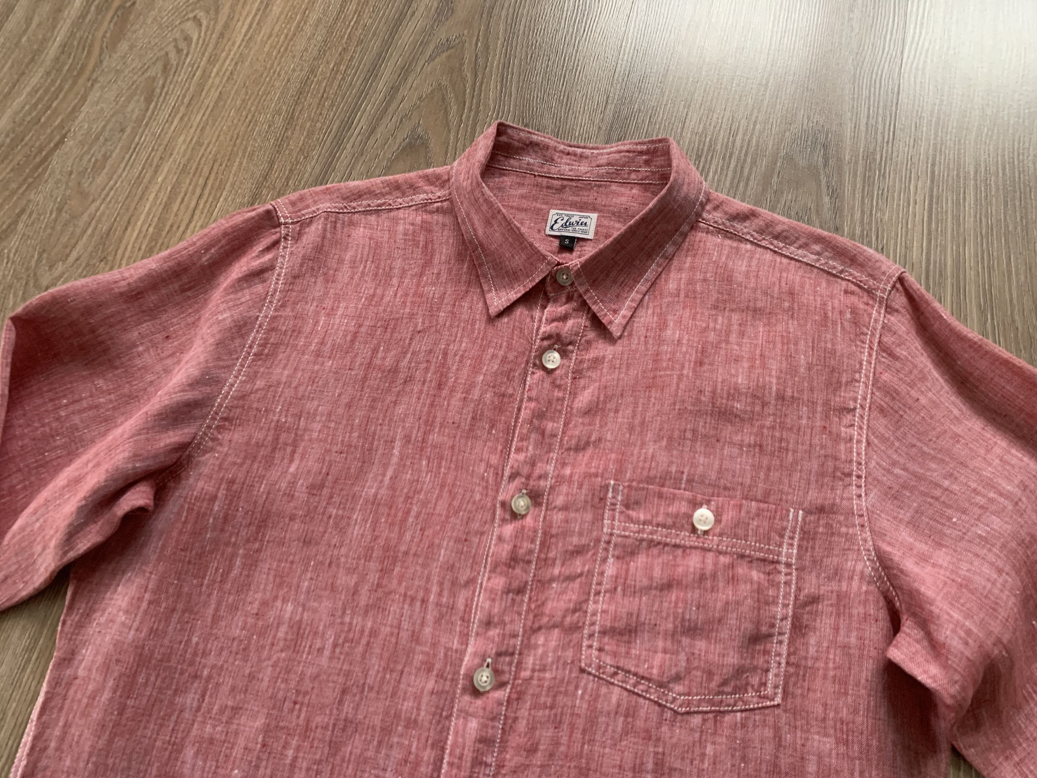 Edwin Edwin Linen Coral One Pocket Long Sleeve Shirt Size US S / EU 44-46 / 1 - 4 Thumbnail
