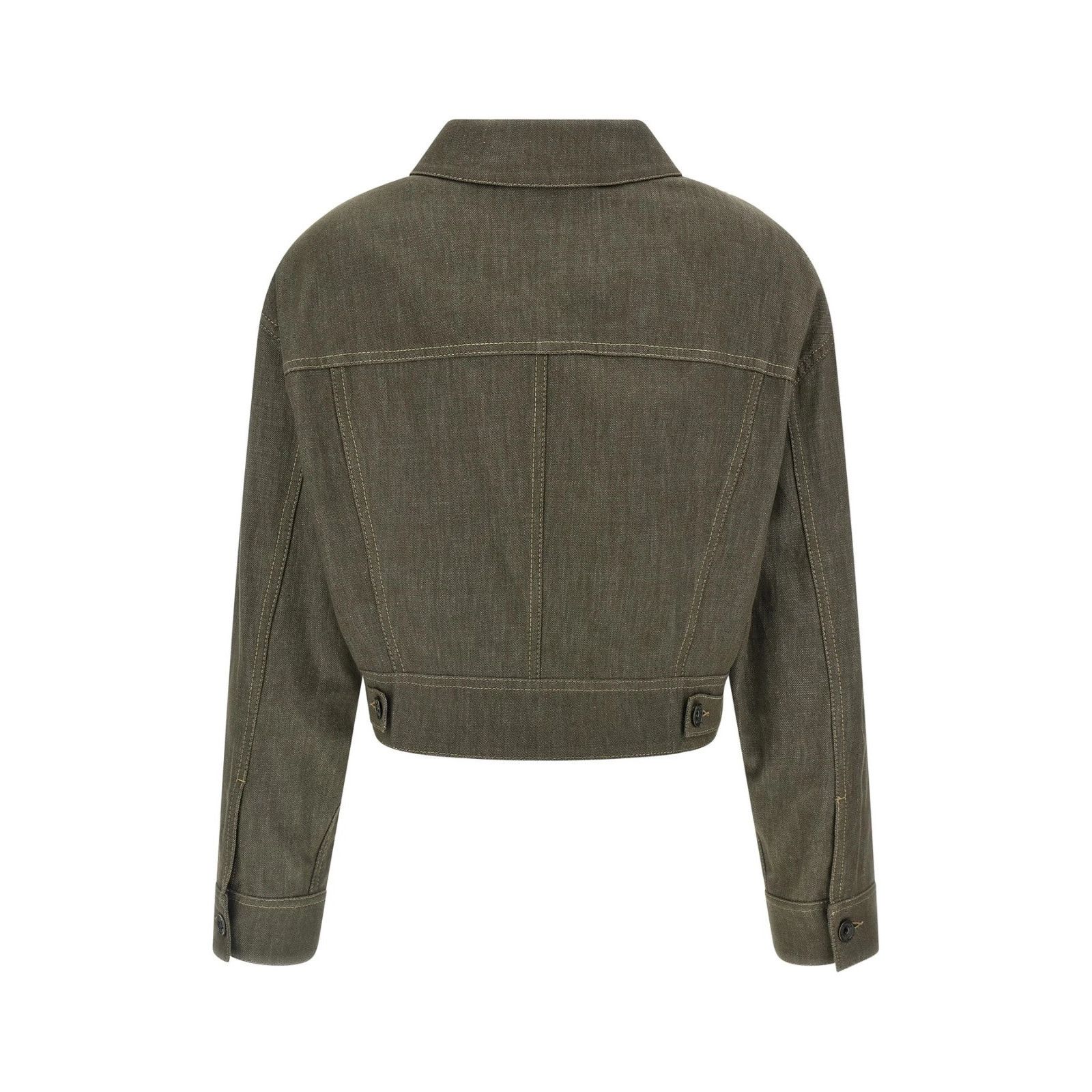 Brunello Cucinelli BRUNELLO CUCINELLI $3900 Olive Cotton denim-effect Jacket Ne Size M / US 6-8 / IT 42-44 - 2 Thumbnail