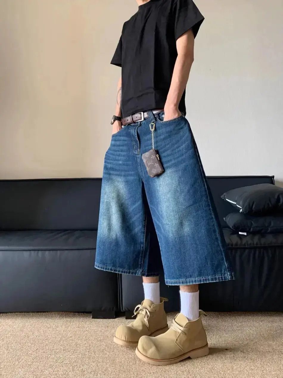 Japanese Brand Streetwear Washed Hip Hop Wide Leg Jorts Shorts y2k Size US 32 / EU 48 - 1 Thumbnail