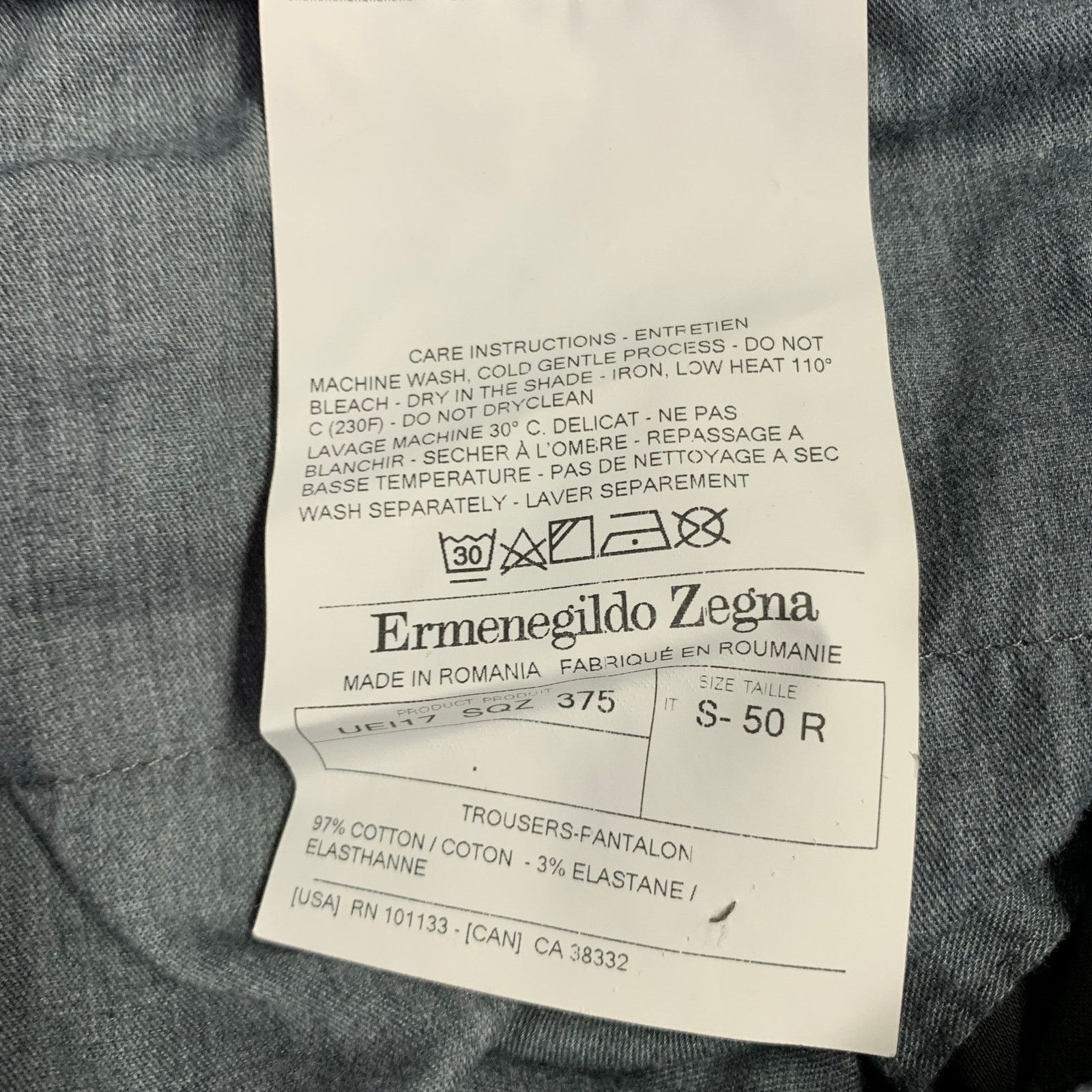 Ermenegildo Zegna Size 34 Charcoal Grey Cotton Blend Casual Pants Size US 34 / EU 50 - 5 Thumbnail