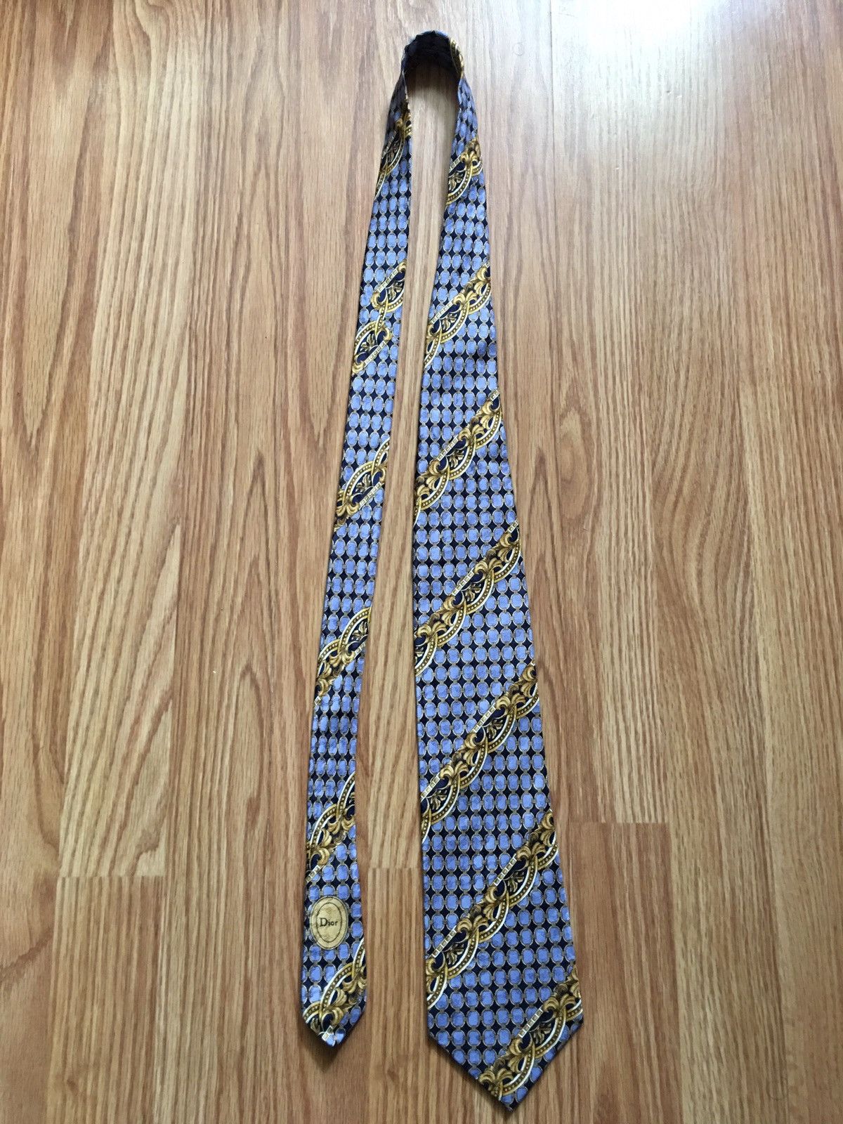 Christian Dior Monsieur Christian Dior Blue Vintage Jacquard Silk Mens Neck Tie Size ONE SIZE - 7 Thumbnail