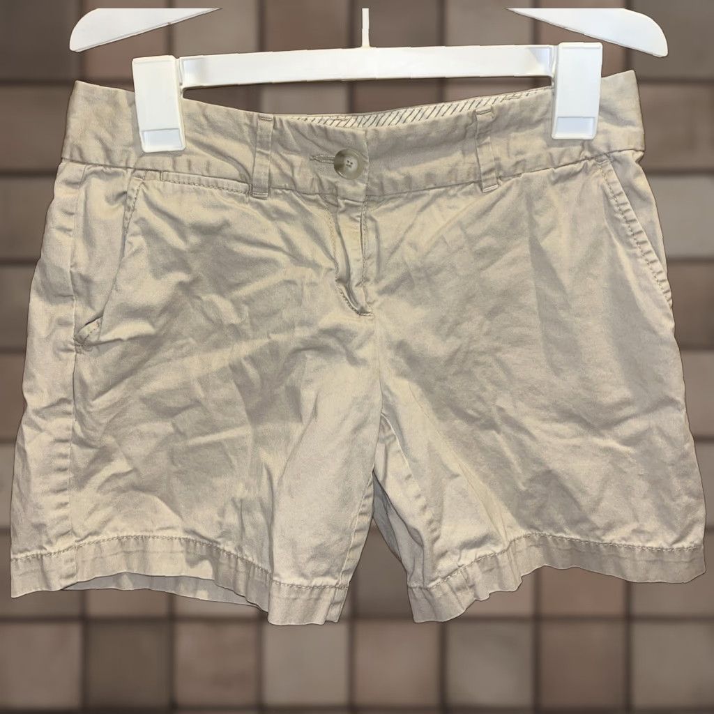 Ann Taylor Ann Taylor LOFT Women's Khaki Shorts Flat Front Chino 100% Cotton Casual Size 0 Size 25" / US 0 / IT 36 - 1 Thumbnail