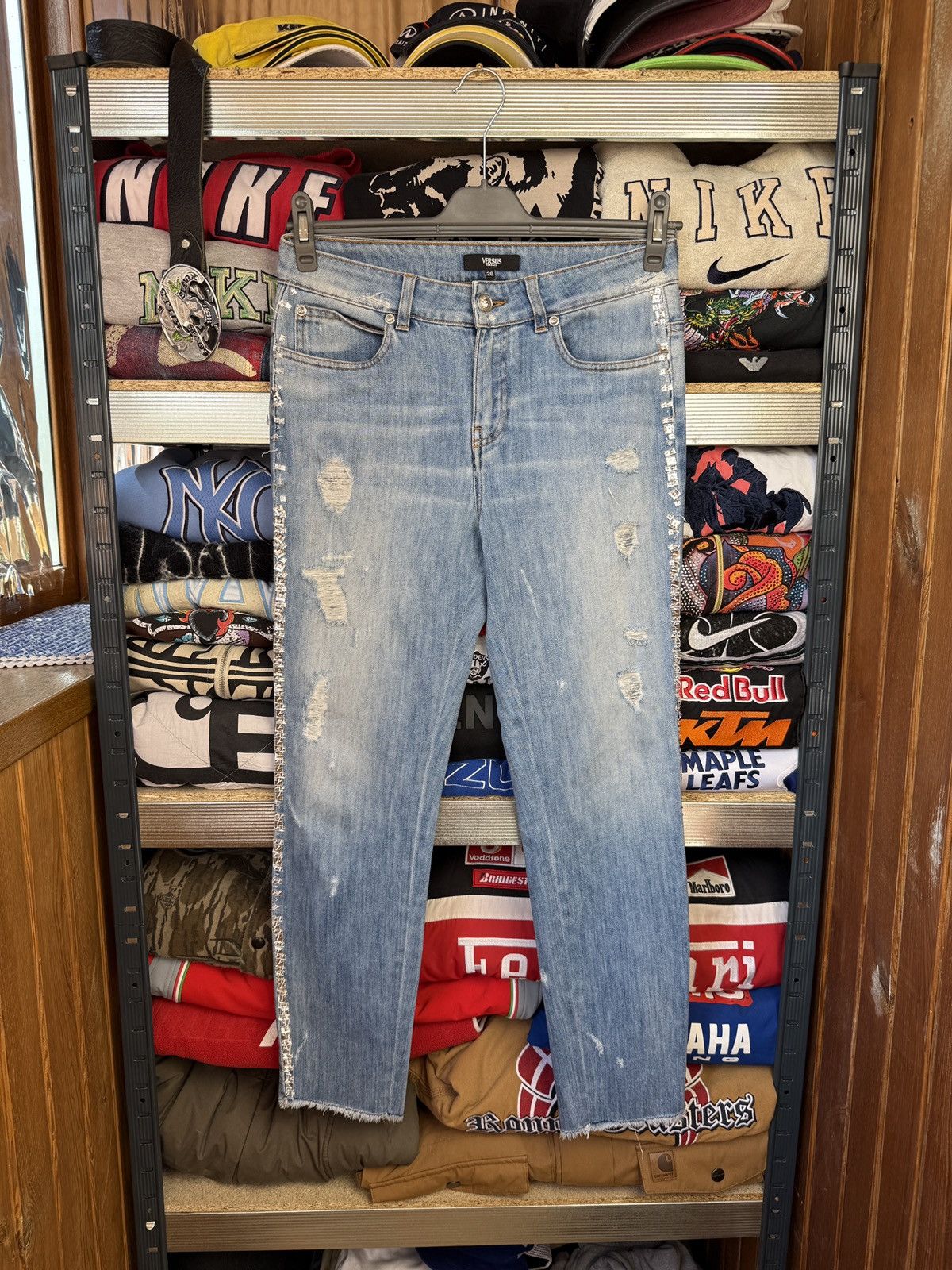 Versace Versus Versace Distressed Faded Colour Denim Jeans Pants Size US 28 / EU 44 - 1 Thumbnail