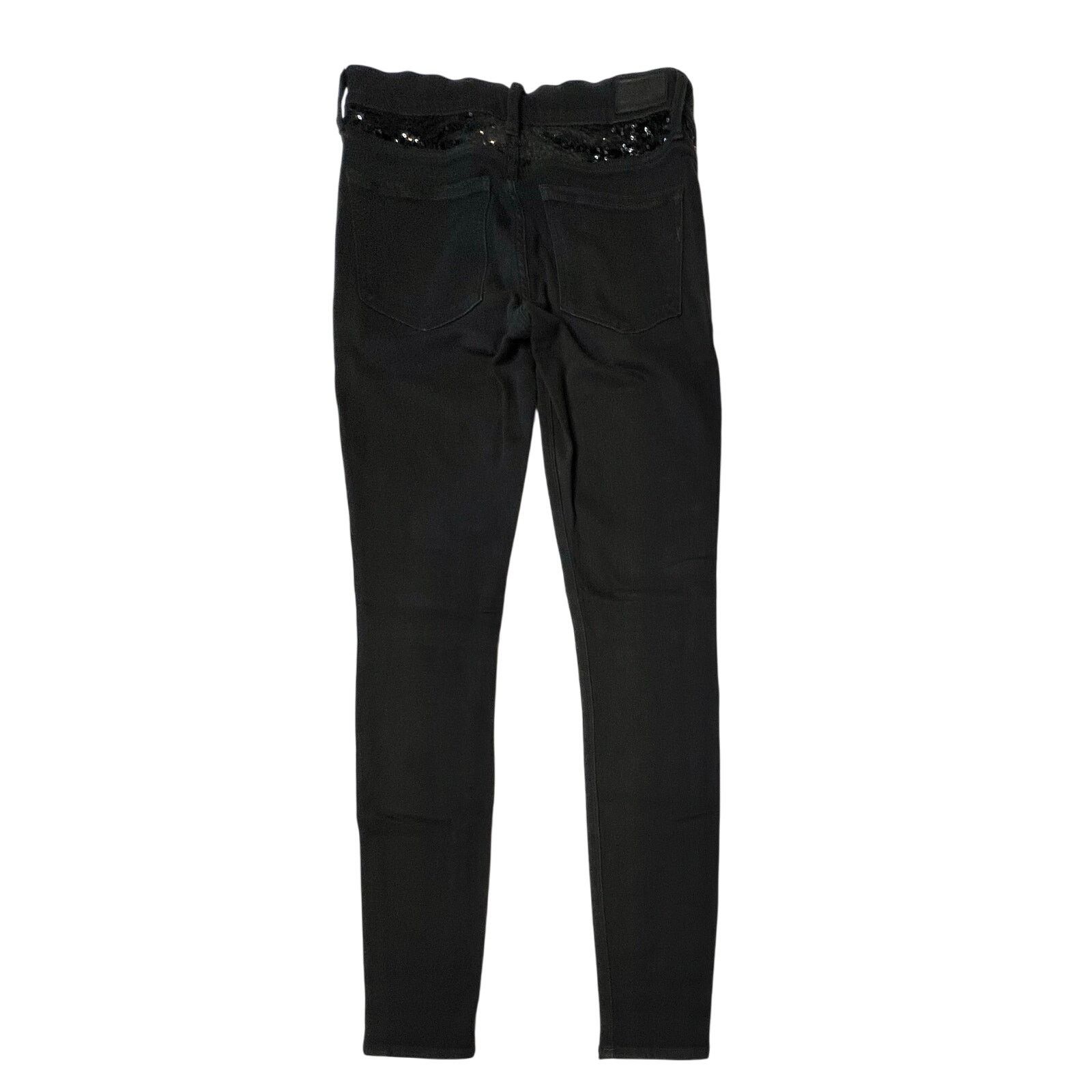 Express Express Sequin Skinny Black Jeans Stretch 4 Tall Y2k Baddie Size 27" / US 4 / IT 40 - 7 Thumbnail