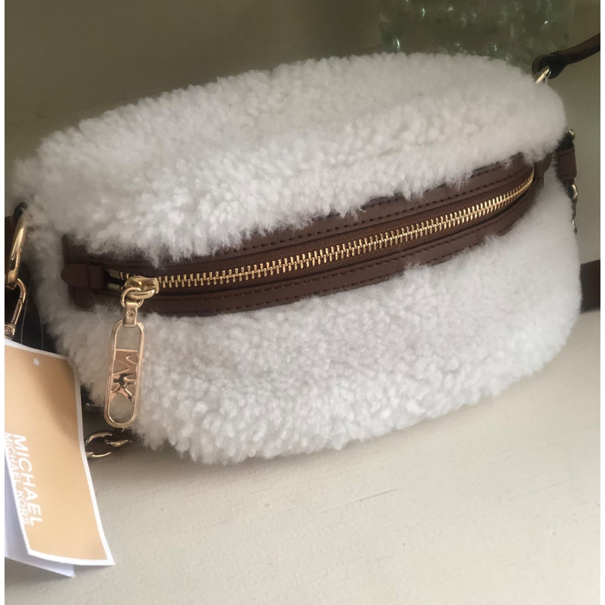 Michael Kors NWT MICHAEL KORS Sling Sherpa Gold Chain Messenger Handbag w Size ONE SIZE - 12 Thumbnail