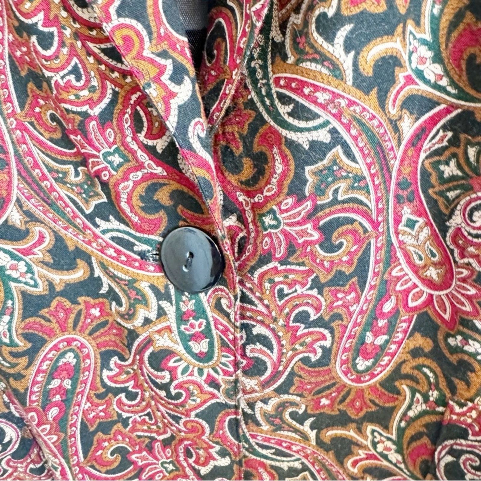 Vintage Vintage Rust Black Paisley Satin Cuff Button Blazer Womens S Size S / US 4 / IT 40 - 6 Thumbnail