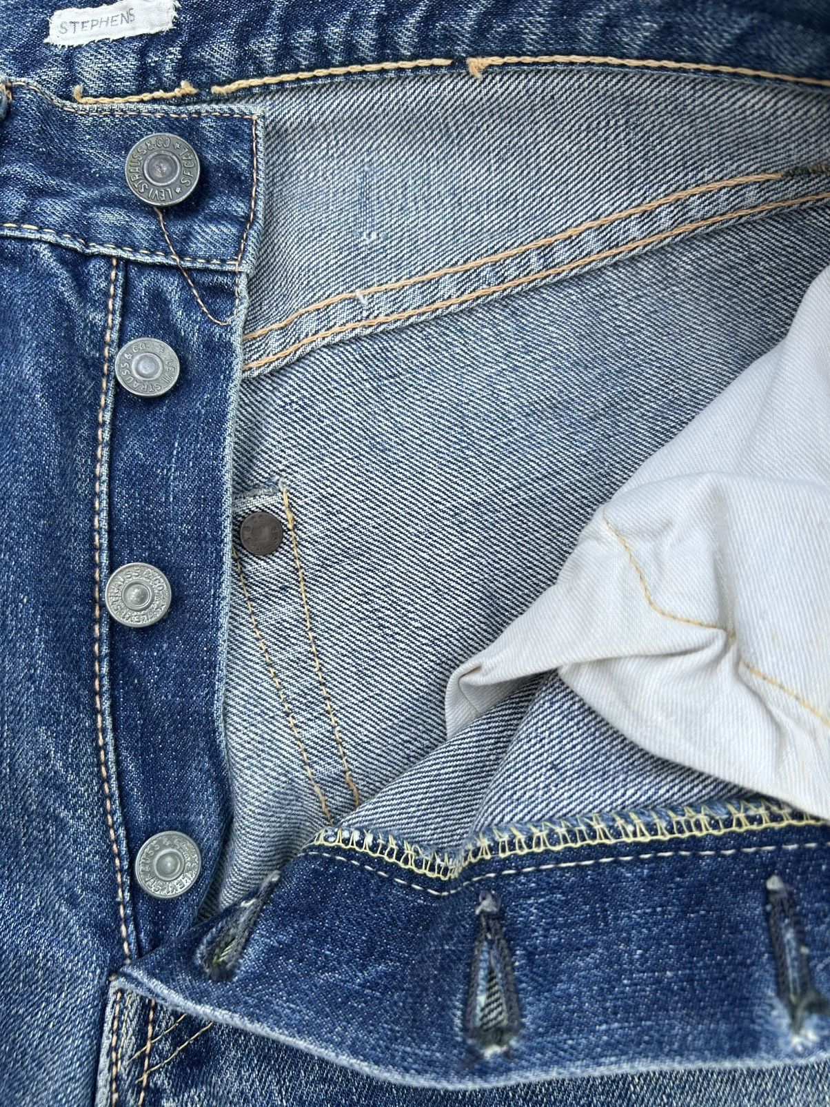Levi's 50s Vintage Levis big E Hidden Rivet Short Denim Jeans Rare Size US 27 - 3 Thumbnail