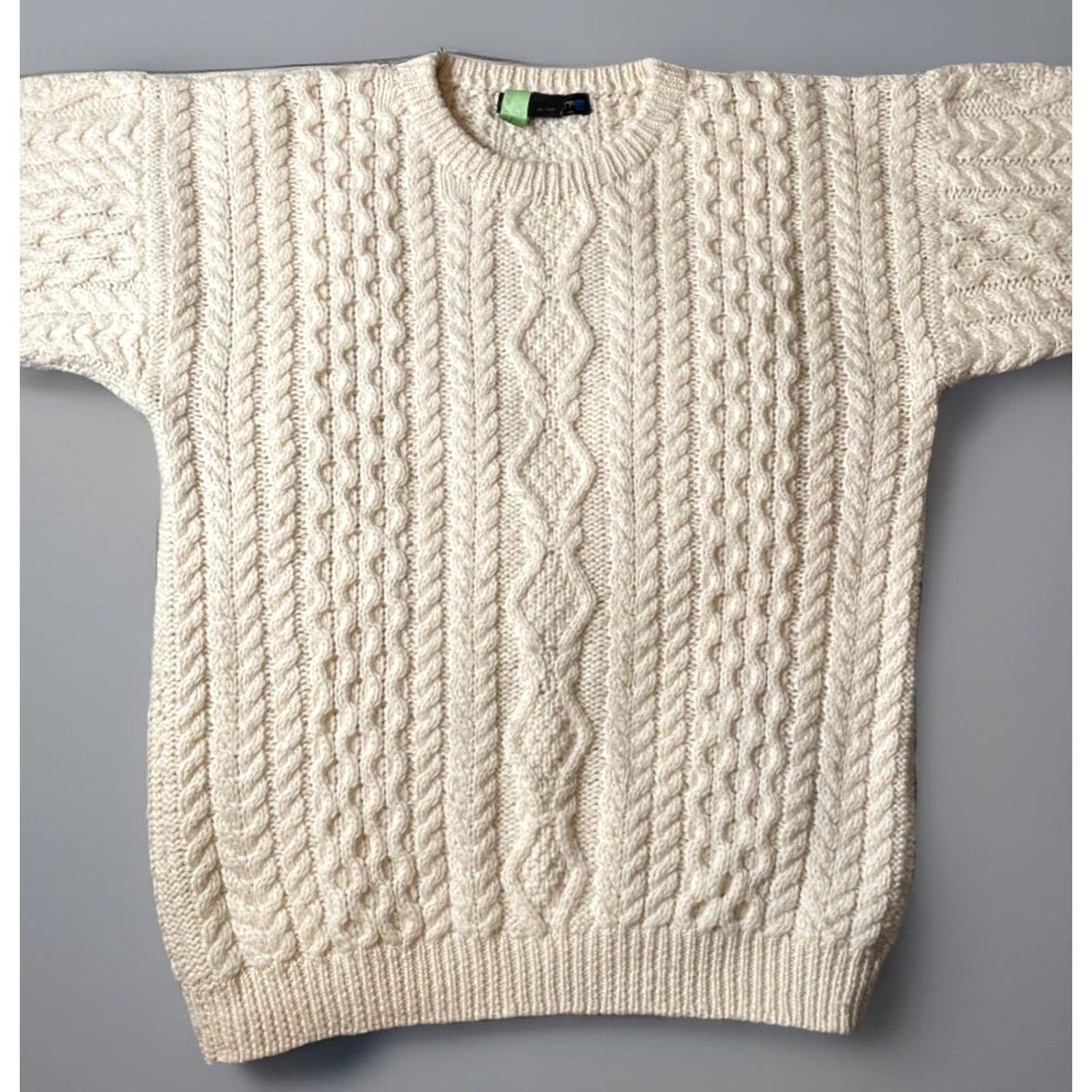 Architect VINTAGE Architect Fisherman Sweater Mens Large Ivory 100% Wool Cable Knit Pullover Size US L / EU 52-54 / 3 - 3 Thumbnail