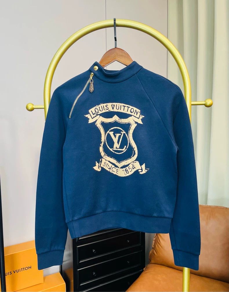 Louis Vuitton Louis Vuitton Dark Blue Retro logo Half Zip Sweatshirt Size US M / EU 48-50 / 2 - 1 Thumbnail
