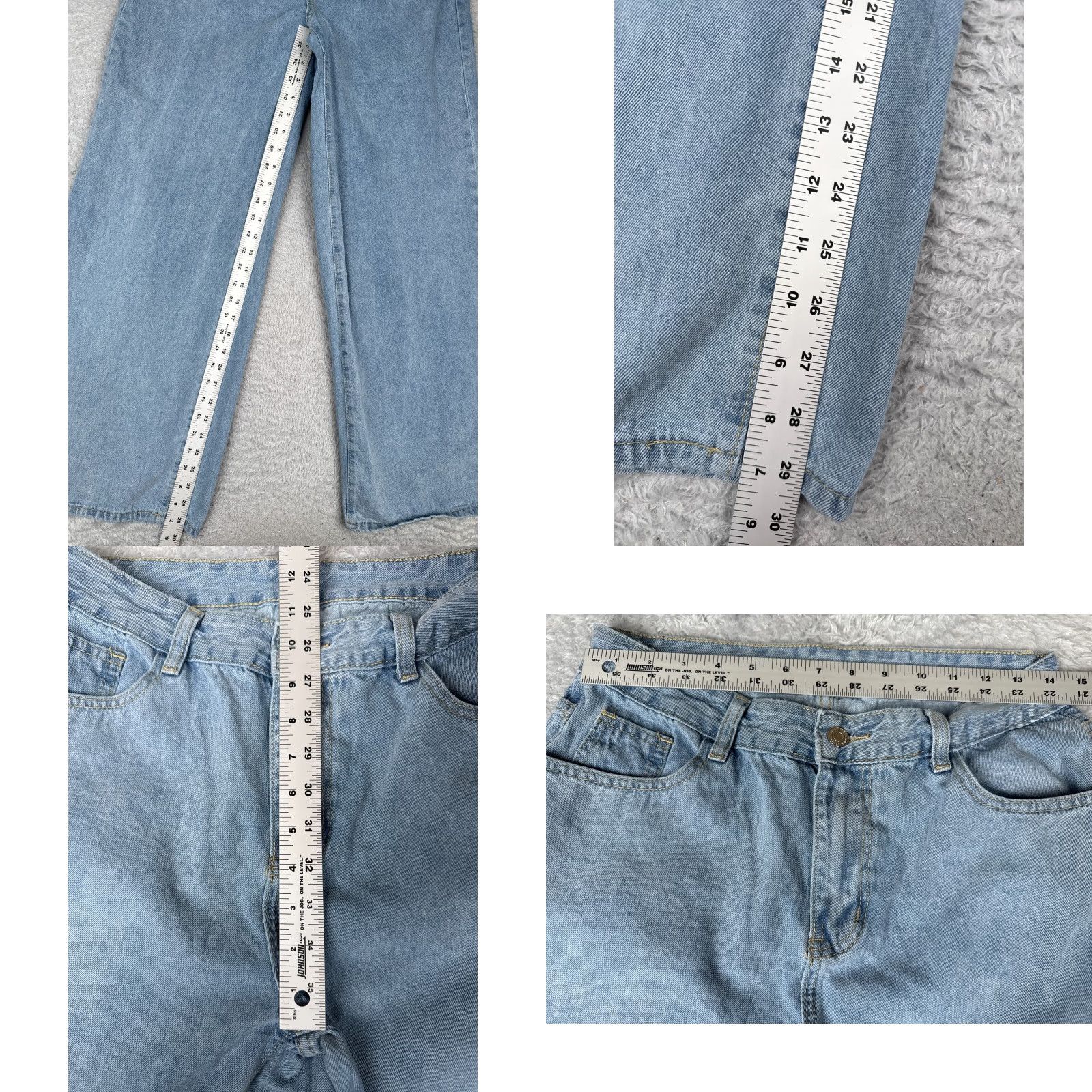 Shein SheIn Jeans Womens 8 Blue Denim Wide-Leg High Rise Cotton Blend Light Wash 28x30 Jeans Womens 8 Blue Denim Light Wash 90s Retro Wide-Leg Mens? Size 30" / US 8 / IT 44 - 8 Thumbnail